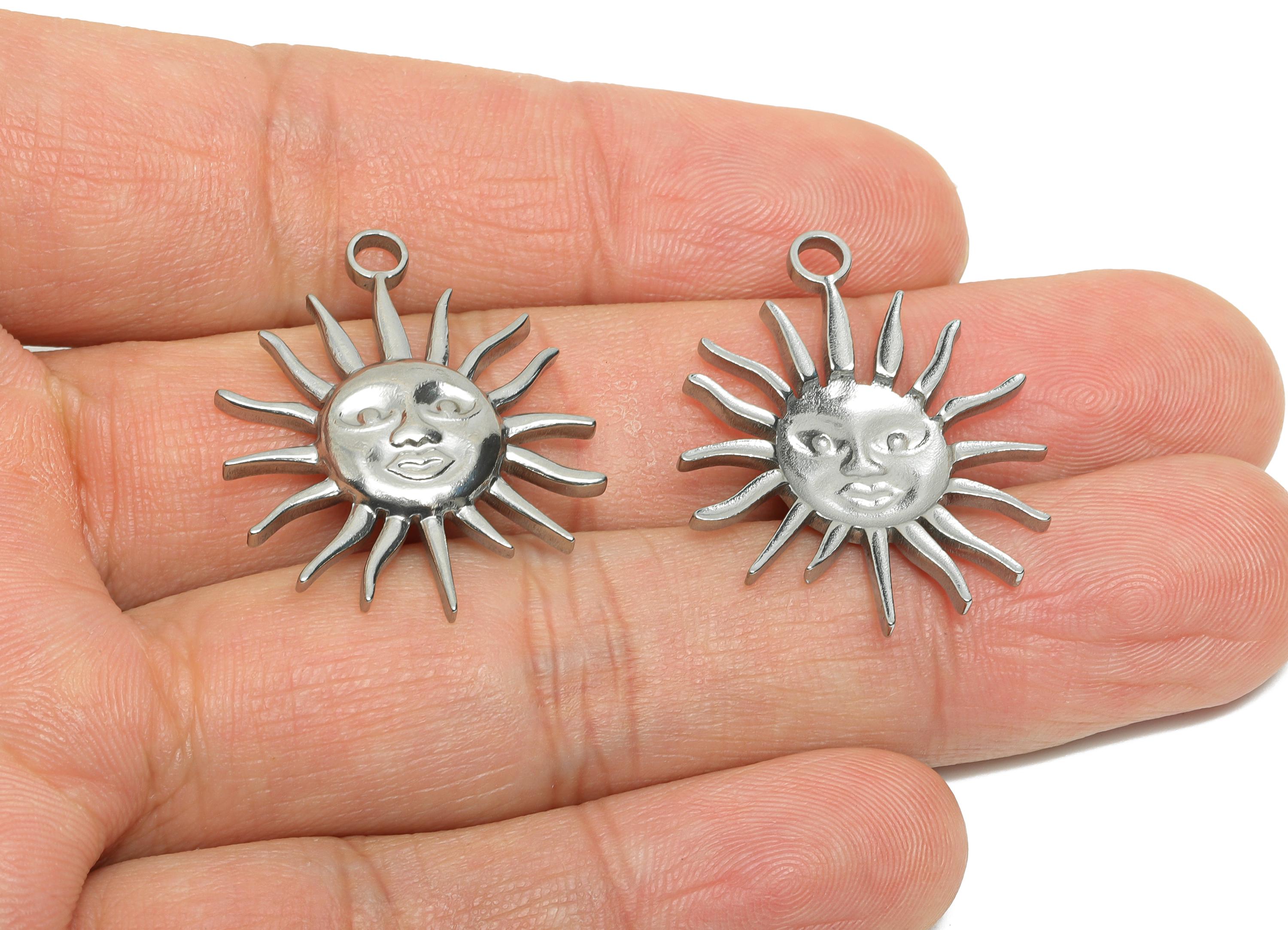 Handmade Sunburst Charms - Sun Pendant For Jewelry Making - Vintage Style Sun Charm - Celestial Sun Face Pendant - 29x24x3.52mm - SS2352 - DOMEDBAZAAR