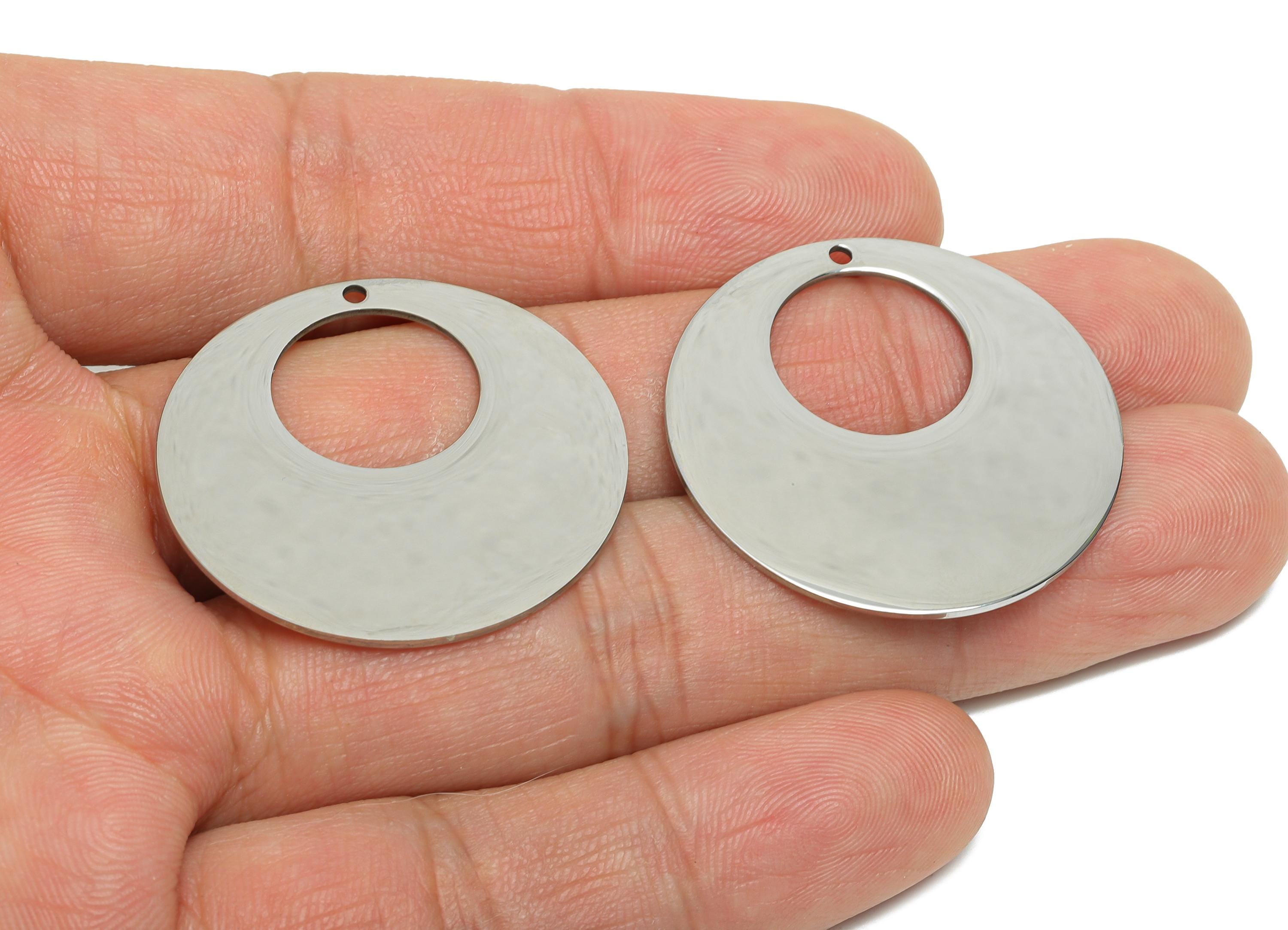 Steel Circle Disc Charm - Stainless Steel Donut Shape Pendant - Modern Geometric Charm - Cutout Pendant For DIY Craft - 31x31x0.98mm -SS2340 - DOMEDBAZAAR