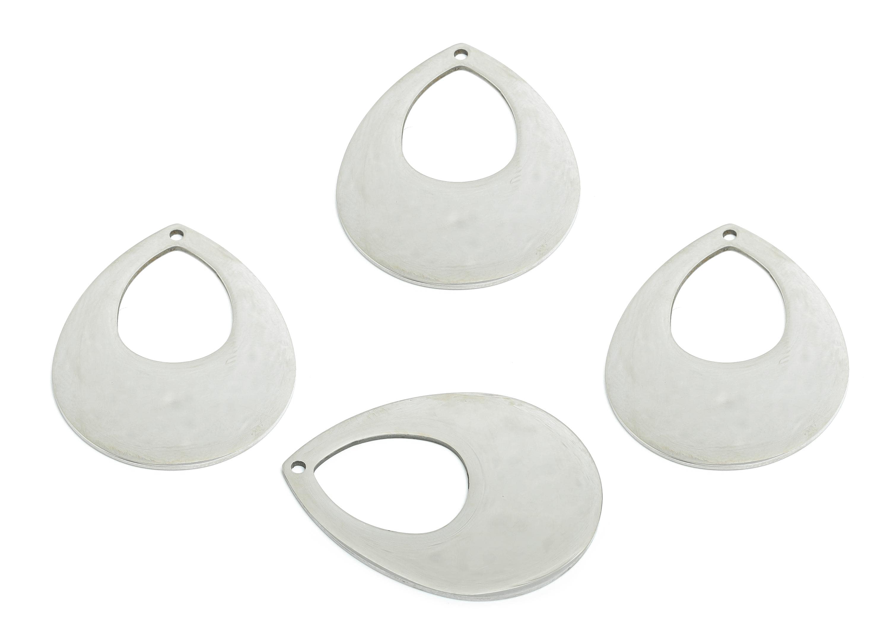 Steel Teardrop Charm - Stainless Steel Hollow Drop Pendant - Modern Geometric Charm - Cutout Pendant For DIY Craft - 36x28x0.98mm -SS2326 - DOMEDBAZAAR