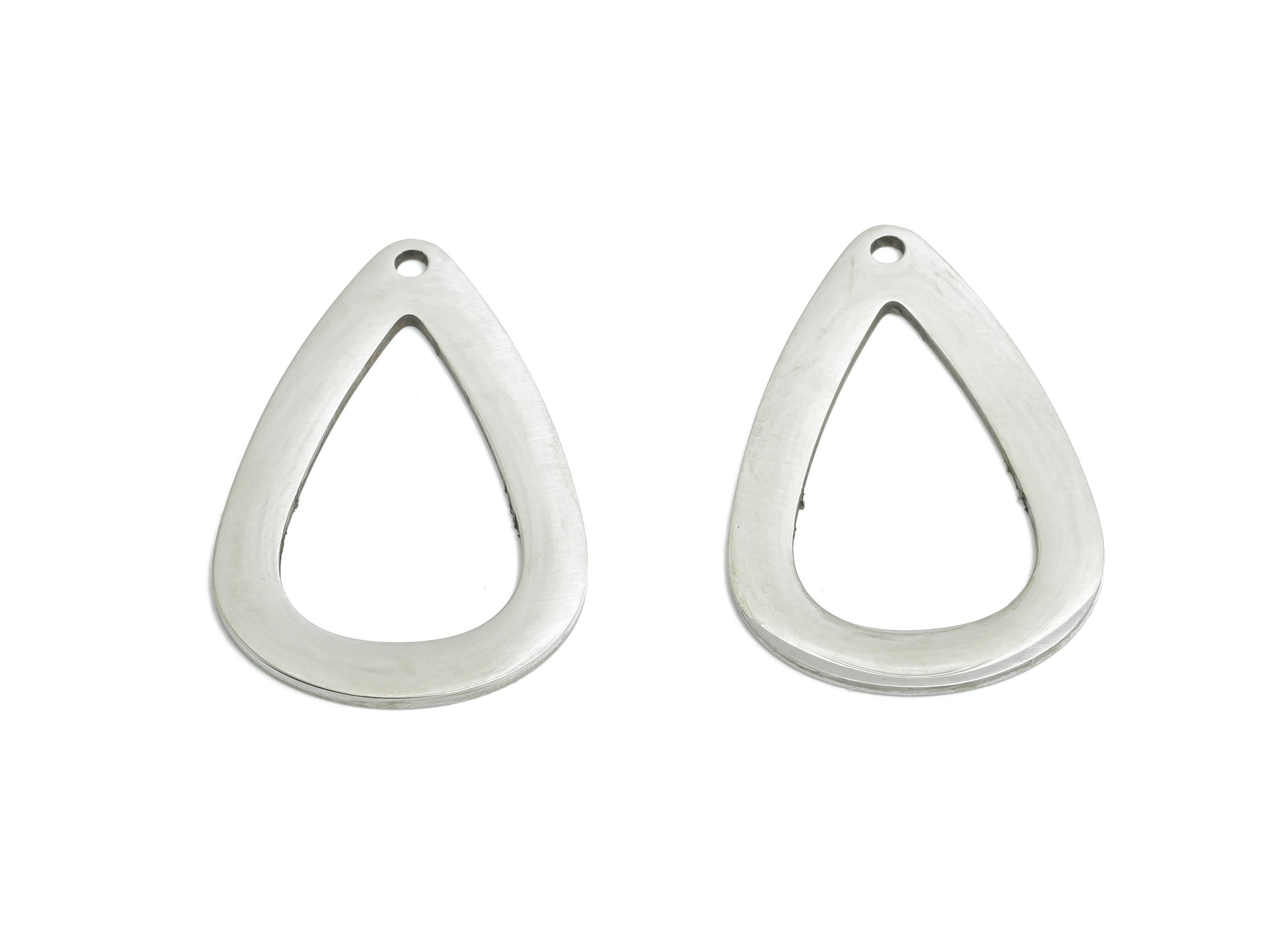 Steel Teardrop Charm - Stainless Steel Drop Pendant - Lightweight Modern Geometric Charm - Cutout Pendant For DIY Craft - 25x16x0.9mm-SS2292 - DOMEDBAZAAR