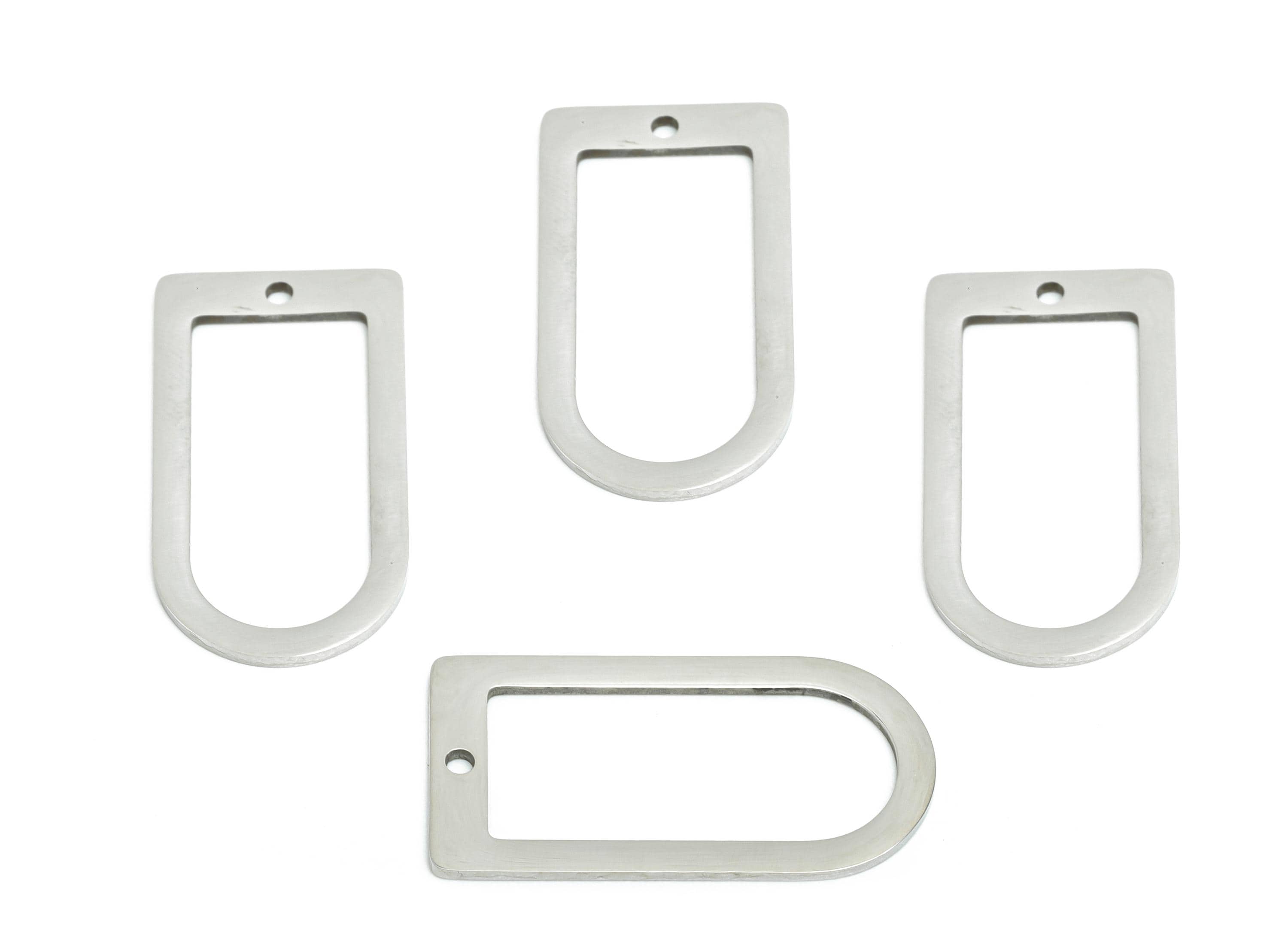 Steel Rectangle Pendant - Modern Openwork Connector For DIY Crafts - Cutout Pendant For DIY Craft - Geometric Pendant - 24x12x0.9mm - SS2264 - DOMEDBAZAAR