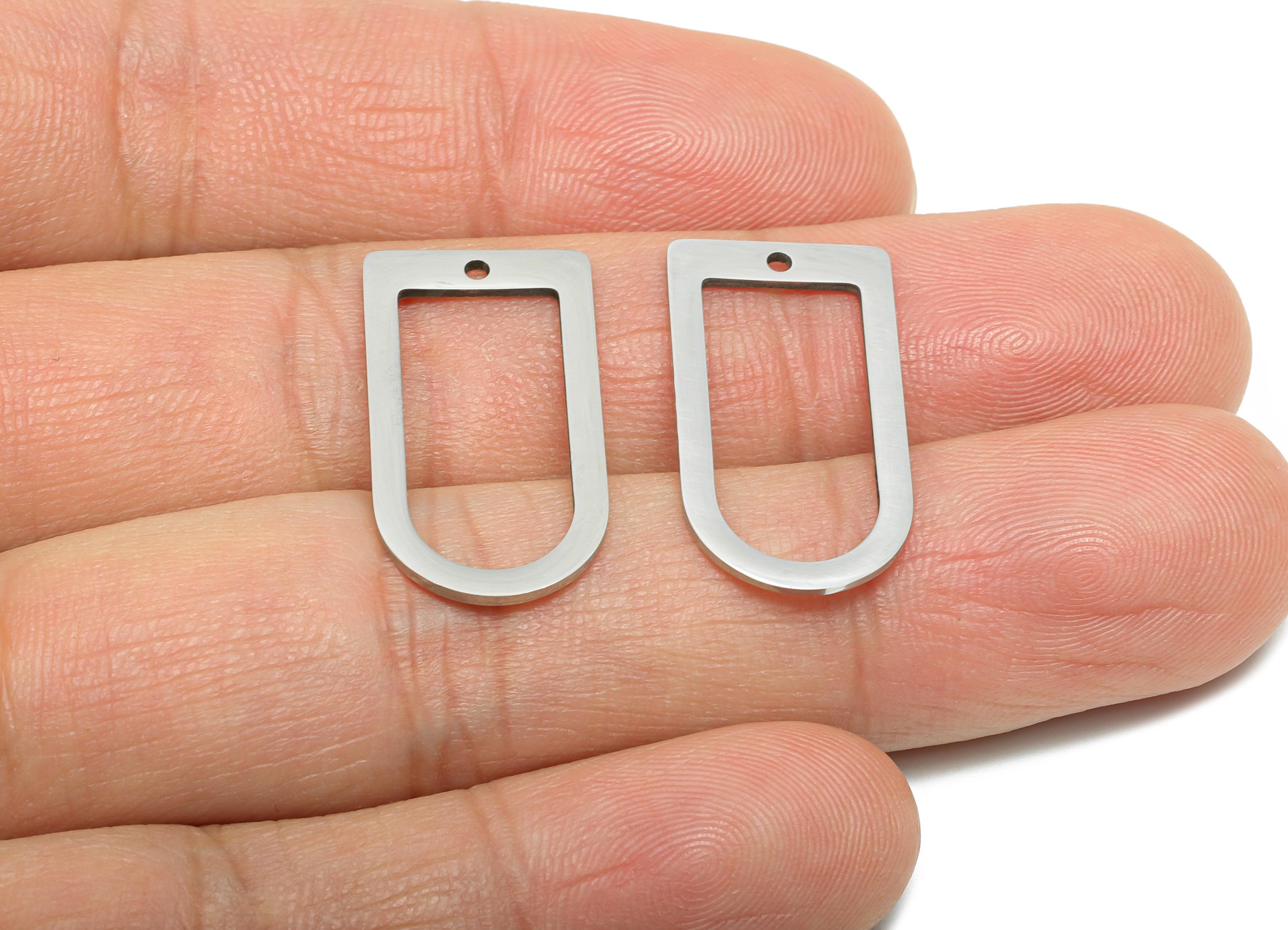 Steel Rectangle Pendant - Modern Openwork Connector For DIY Crafts - Cutout Pendant For DIY Craft - Geometric Pendant - 24x12x0.9mm - SS2264 - DOMEDBAZAAR