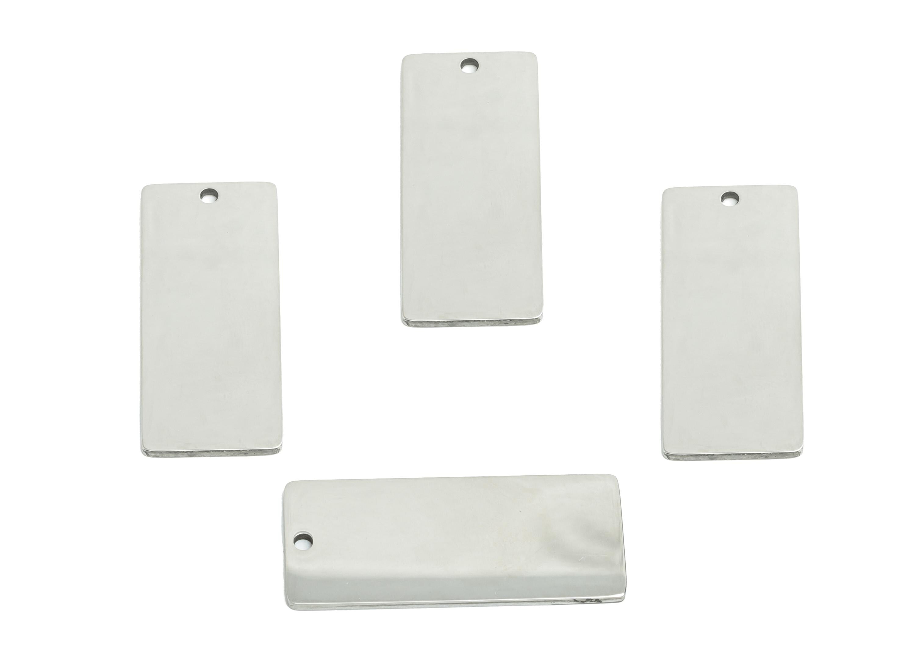 Steel Rectangle Pendant - Customizable Silver Nameplate Pendant For DIY Crafts - DIY Jewelry Supplies Flat Silver Tag - 26x11x0.9mm - SS2297 - DOMEDBAZAAR
