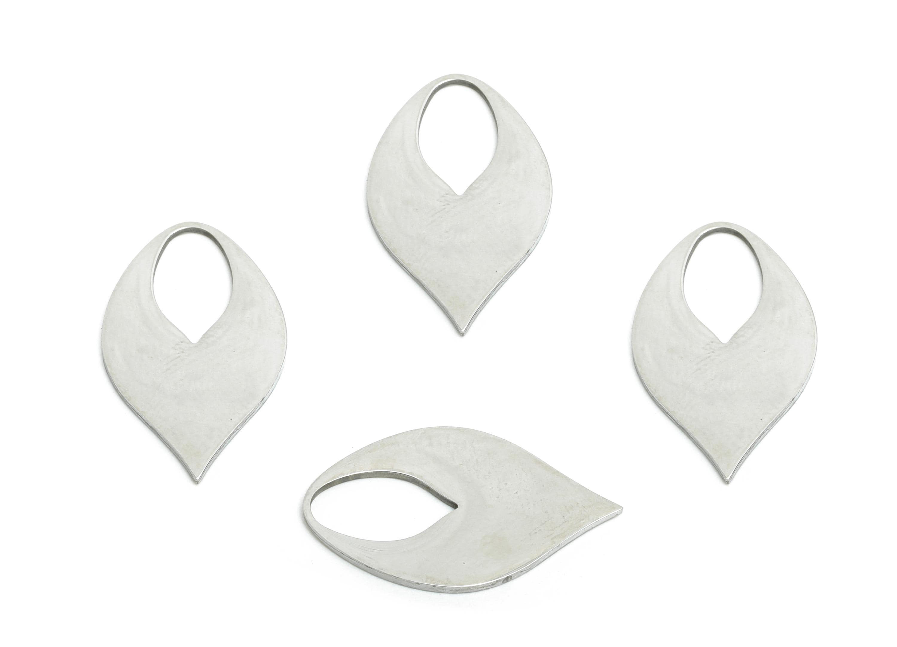 Steel Teardrop Cutout Pendant - Minimalist Geometry Earring Charm - Hollow Teardrop Pendant - Cutout For DIY Craft - 21.8x12x0.98mm - SS2344 - DOMEDBAZAAR