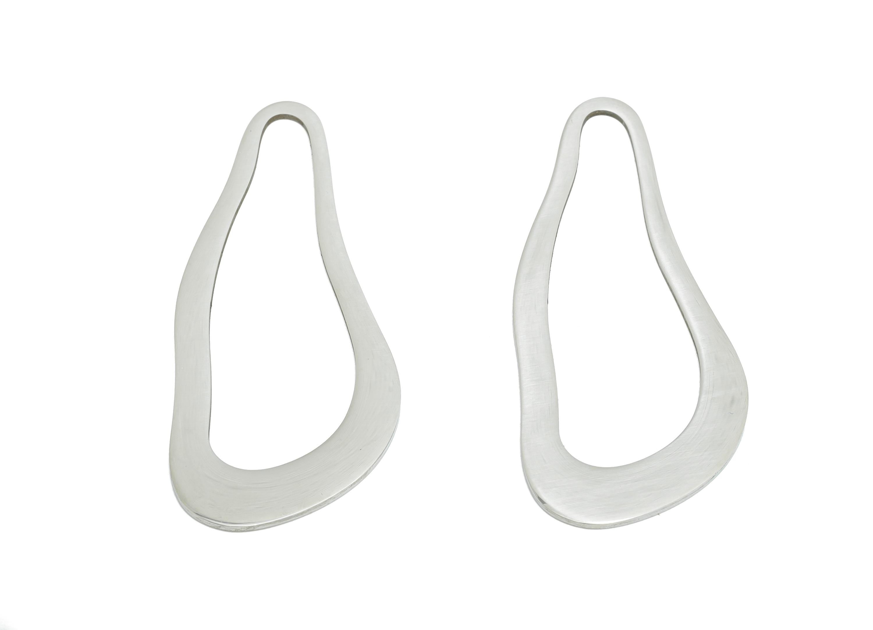 Open Abstract Frame Pendant - Minimalist Wavy Teardrop Pendant - Modern Geometric Openwork Pendant For DIY Jewelry - 51x21x0.98mm - SS2315 - DOMEDBAZAAR