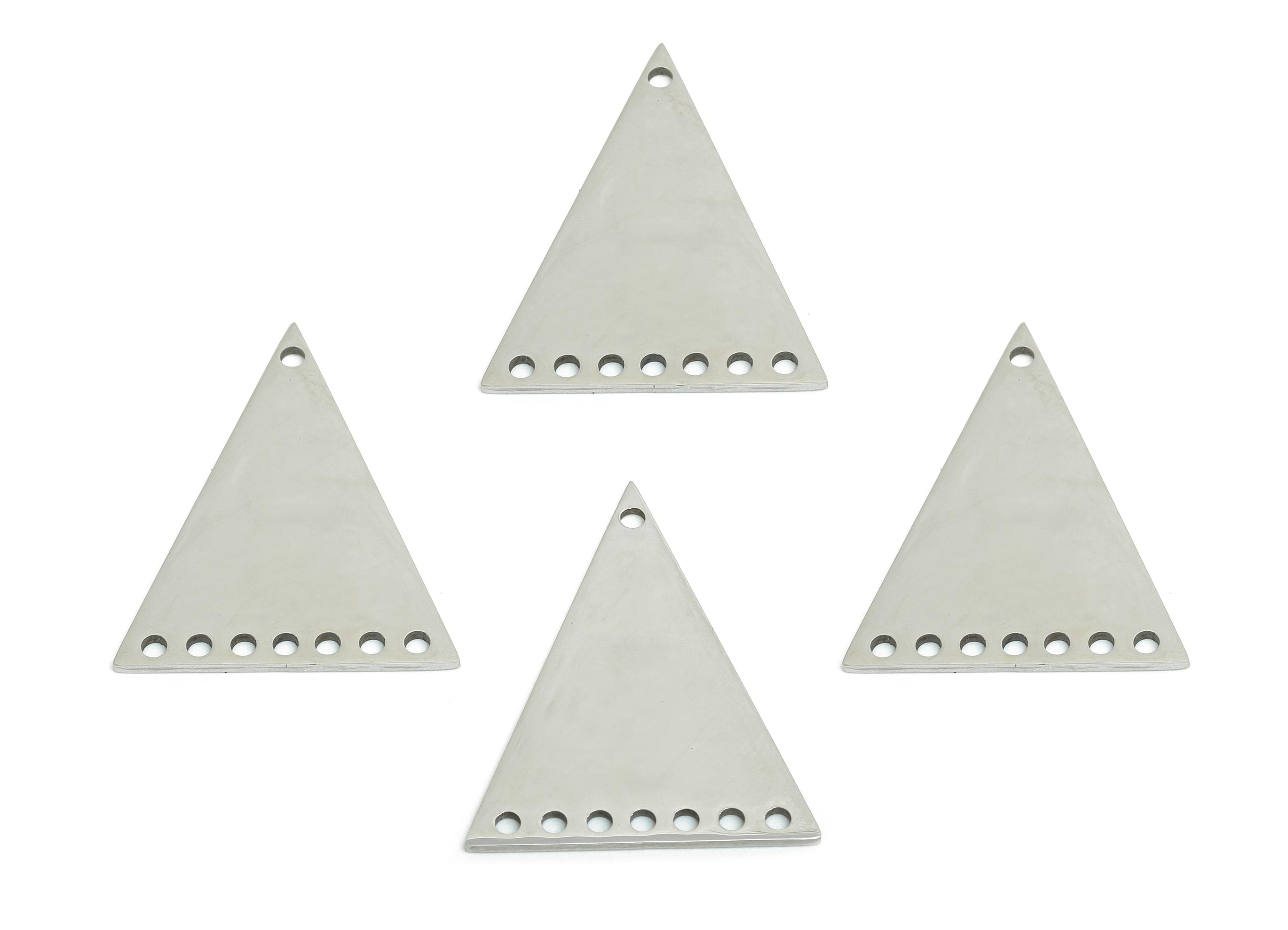 Triangle Connector Pendant - Stainless Steel Geometric Multi-Hole Charm - Triangle Metal Spacer For Handmade - 27.87x22x0.98mm - SS2306 - DOMEDBAZAAR