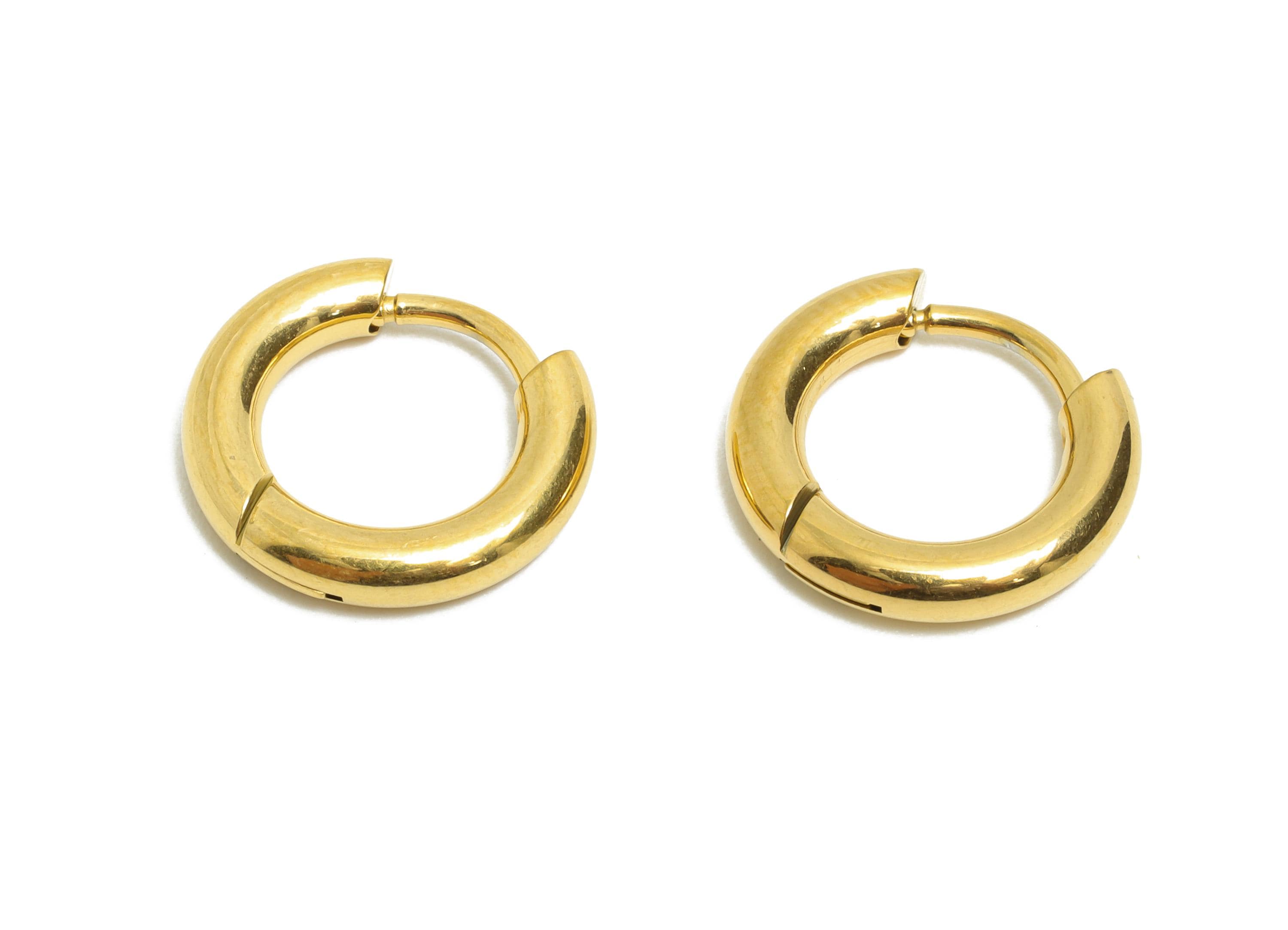 13x2.5mm Steel Hoop Earring - Elegant Gold Hoop Earring - Minimalist Circle Huggie Earring - 304 Stainless Steel - 13.2x13x2.5mm - SS1718-8G - DOMEDBAZAAR
