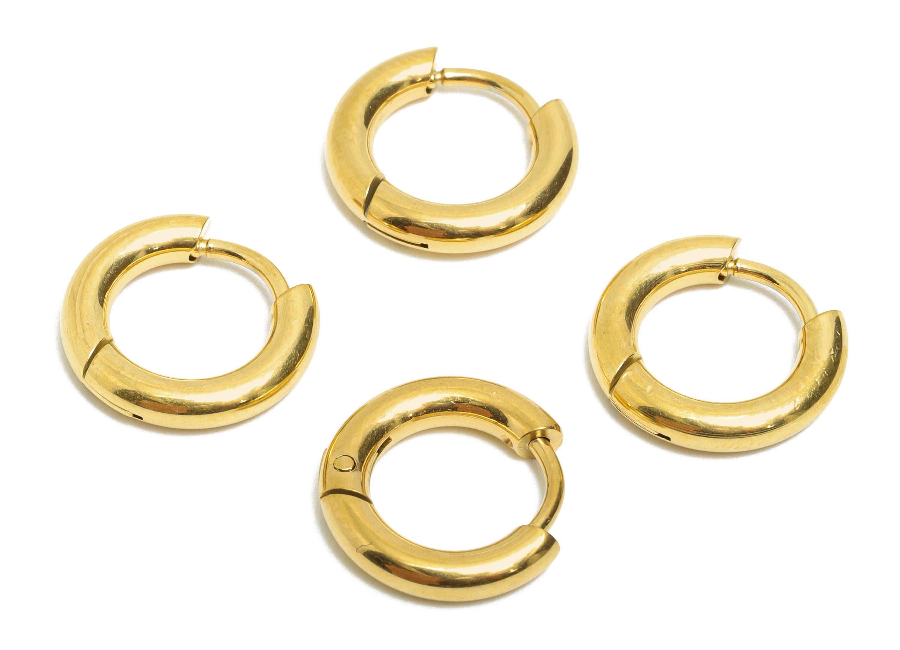 13x2.5mm Steel Hoop Earring - Elegant Gold Hoop Earring - Minimalist Circle Huggie Earring - 304 Stainless Steel - 13.2x13x2.5mm - SS1718-8G - DOMEDBAZAAR