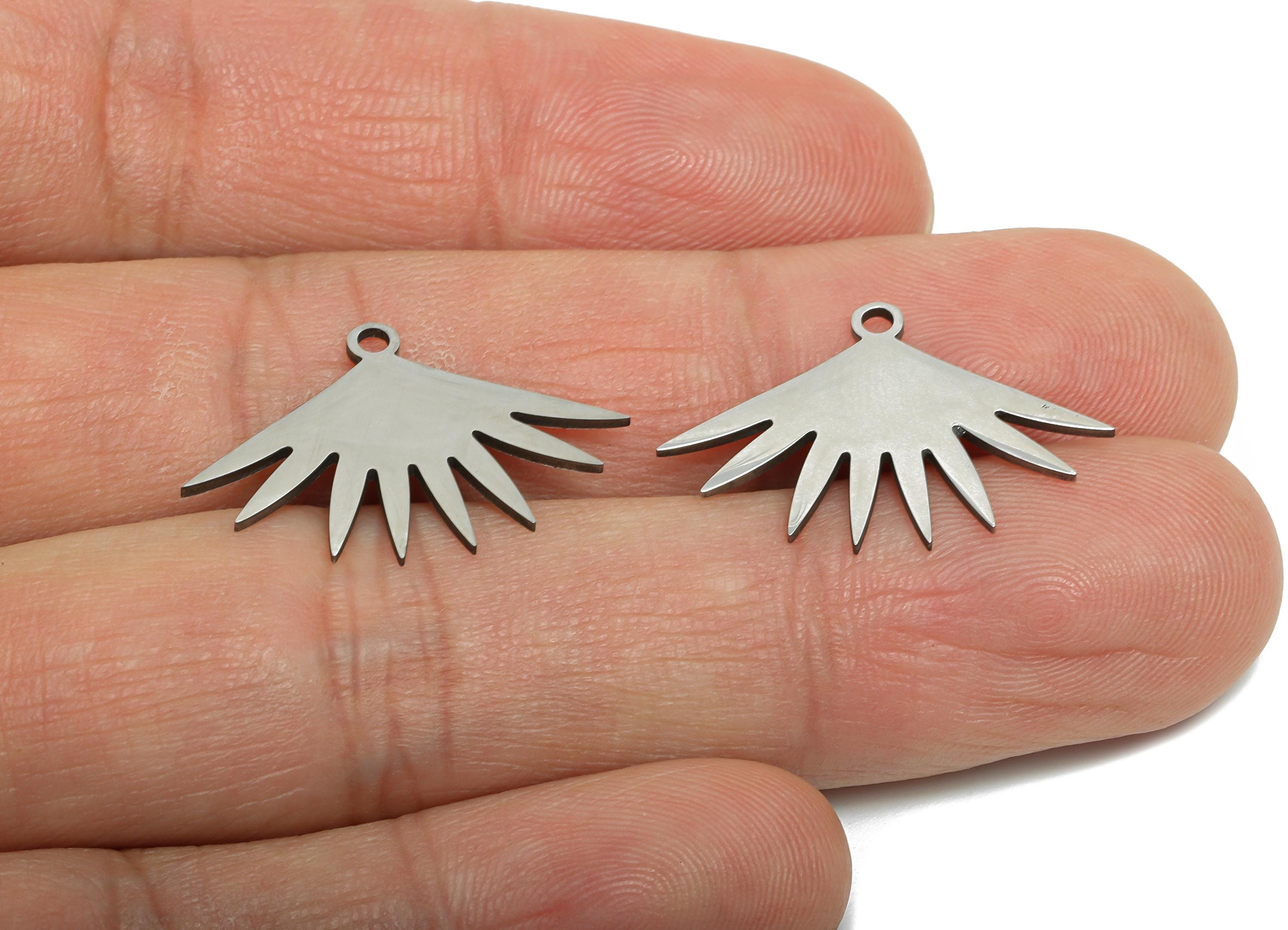 Steel Sunburst Pendant - Steel Geometric Fan Charm for DIY Necklace - Laser-Cut Minimalist Fan Shape Pendant for DIY - 24x16x0.98mm - SS2524 - DOMEDBAZAAR