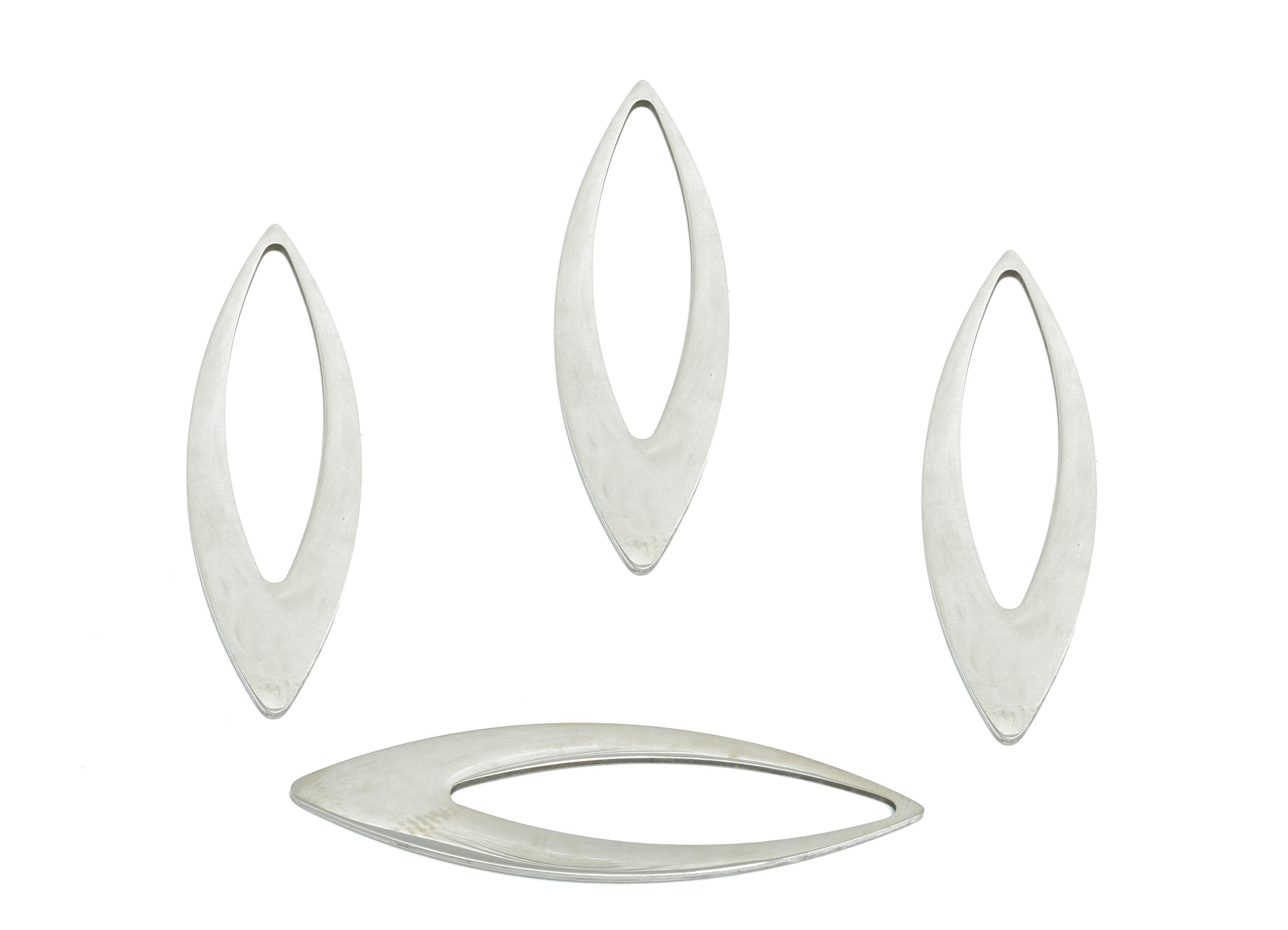 Steel Marquise Pendant - Customizable Geometry Charm for Necklace - Sleek Hollow Marquise Pendant for Crafting - 41x12x0.98mm - SS2285 - DOMEDBAZAAR