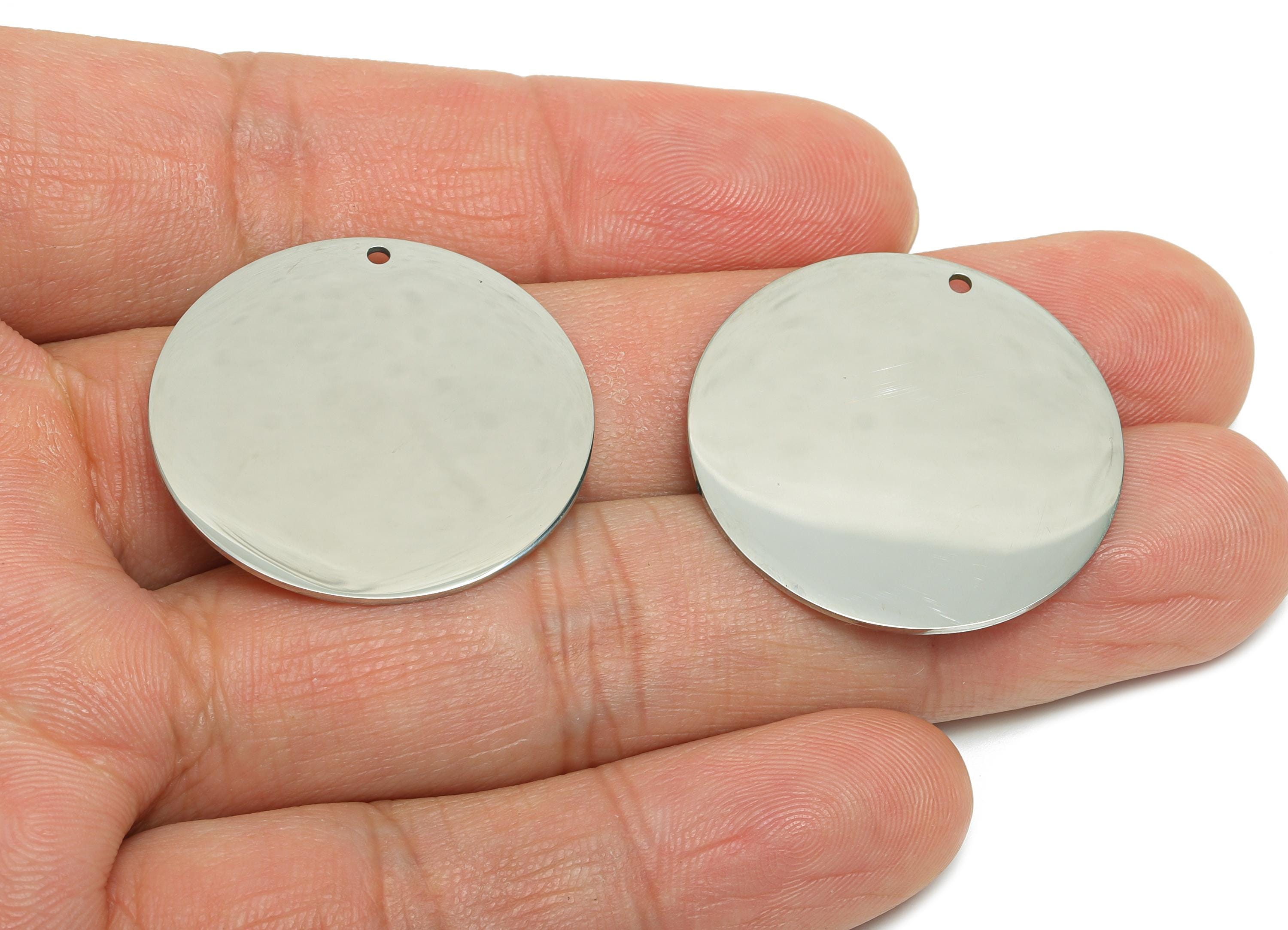 Stainless Steel Round Pendant - High-Quality Customizable Geometry Charm for Necklace - Minimalist Metal Round Charm - 29x29x0.98mm - SS2270 - DOMEDBAZAAR