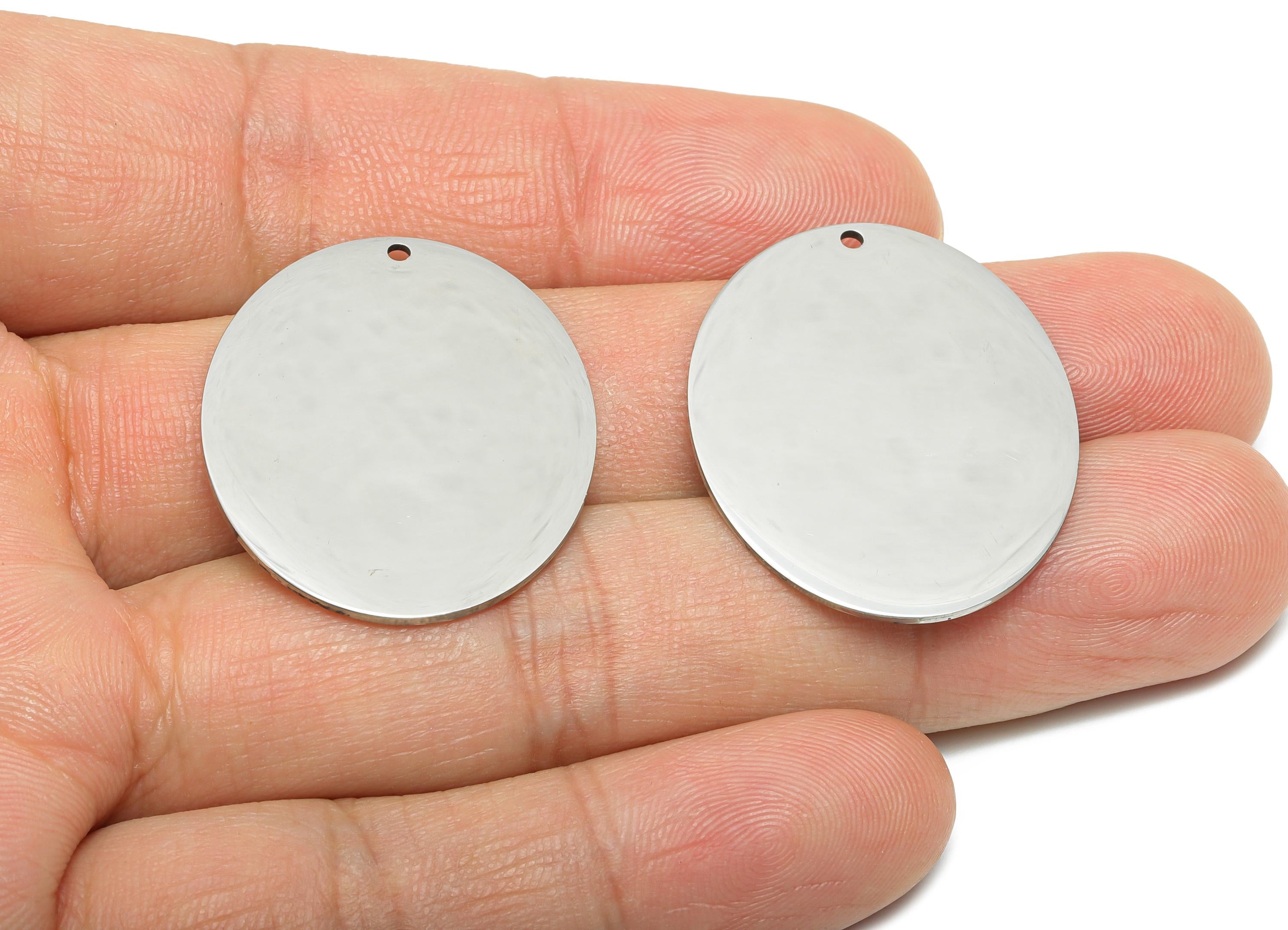 Stainless Steel Oval Pendant - High-Quality Customizable Geometry Charm for Necklace - Minimalist Metal Oval Charm - 30x25.3x0.98mm - SS2272 - DOMEDBAZAAR