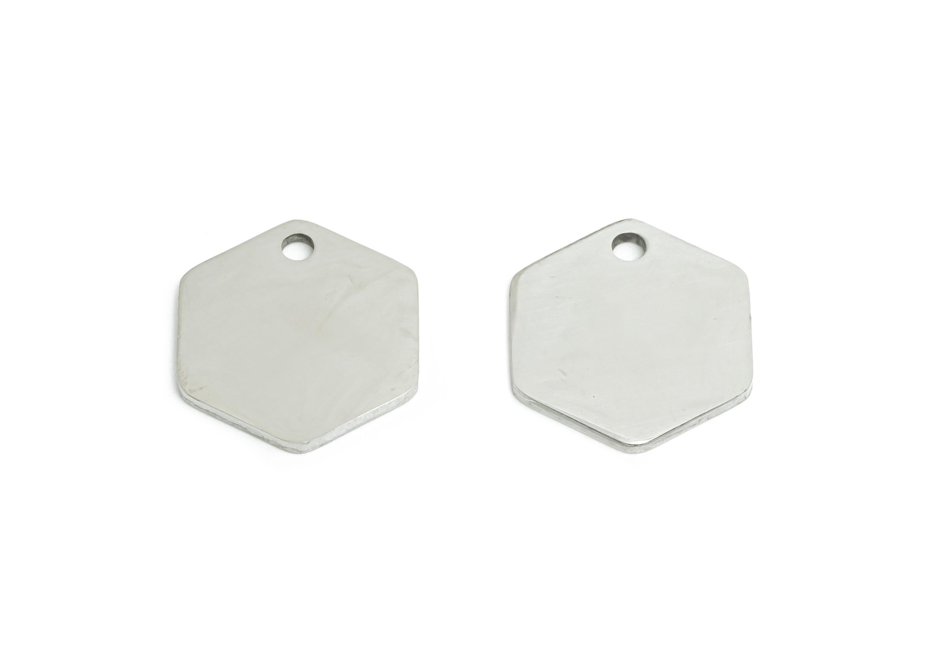 Steel Hexagon Earring Charm - Customizable Flat Connector for DIY Jewelry - High-Quality Stainless Steel Hexagon Charm - 12x11x0.98mm-SS2267 - DOMEDBAZAAR