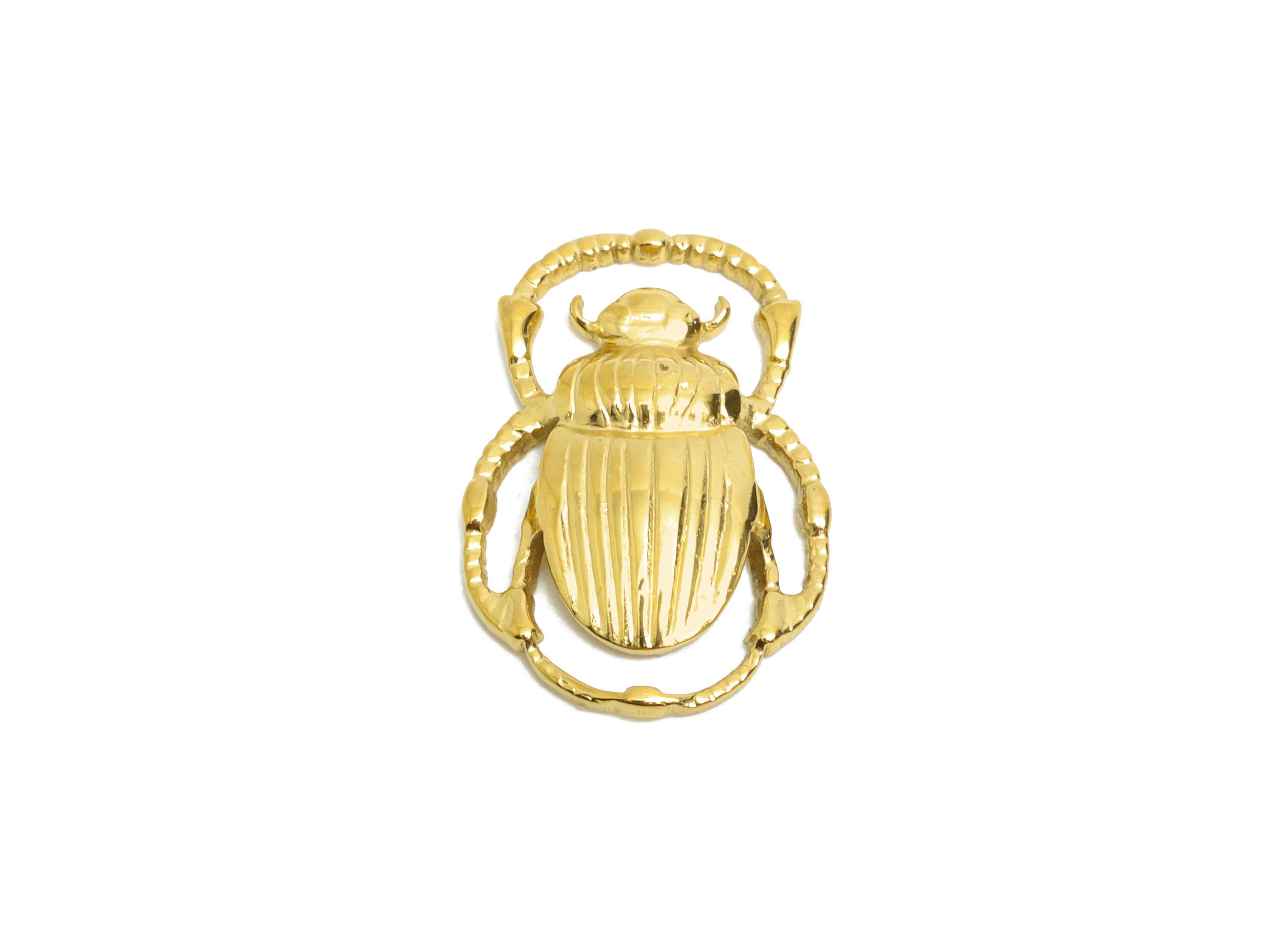 Steel Beetle Charm - Textured Gold Insect Charm - Steel Beetle Nature-Inspired Design - DIY Jewelry - 18K Gold Plated - 17x12x2mm - SS2120G - DOMEDBAZAAR