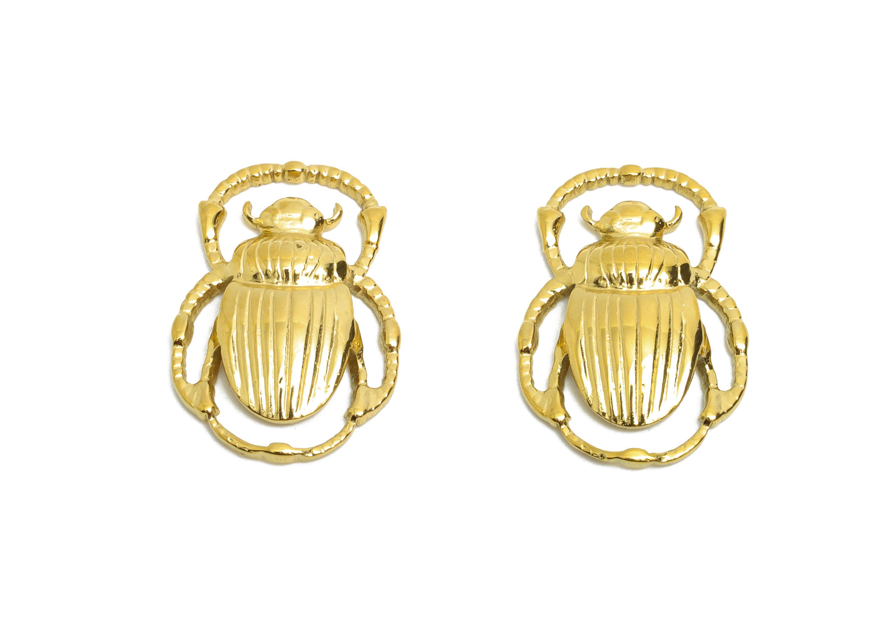 Steel Beetle Charm - Textured Gold Insect Charm - Steel Beetle Nature-Inspired Design - DIY Jewelry - 18K Gold Plated - 17x12x2mm - SS2120G - DOMEDBAZAAR