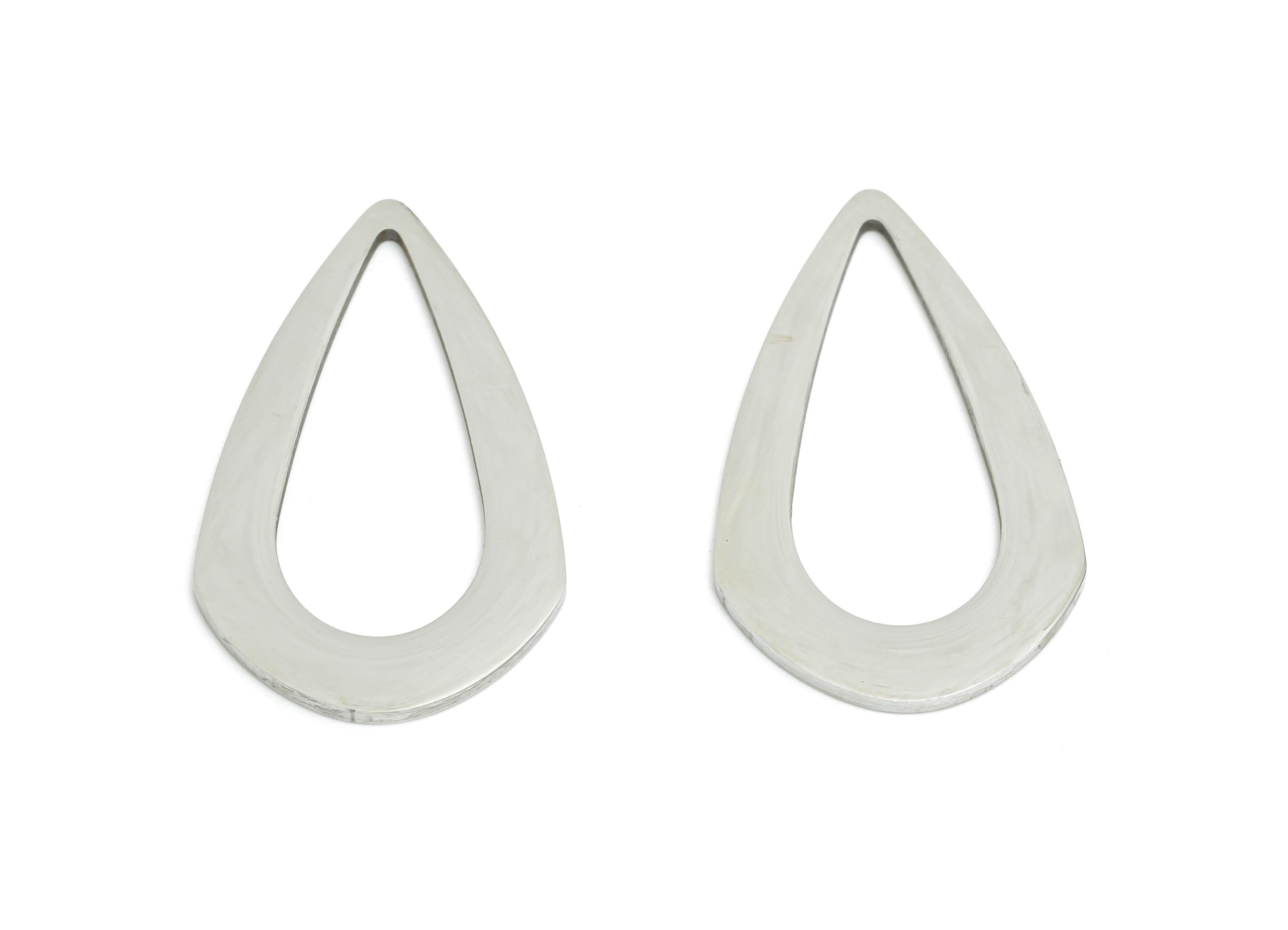 Steel Teardrop Charm - Stainless Steel Drop Charm - Lightweight Modern Geometric Charm - Cutout Charm For DIY Craft - 26x15x0.9mm - SS2289 - DOMEDBAZAAR