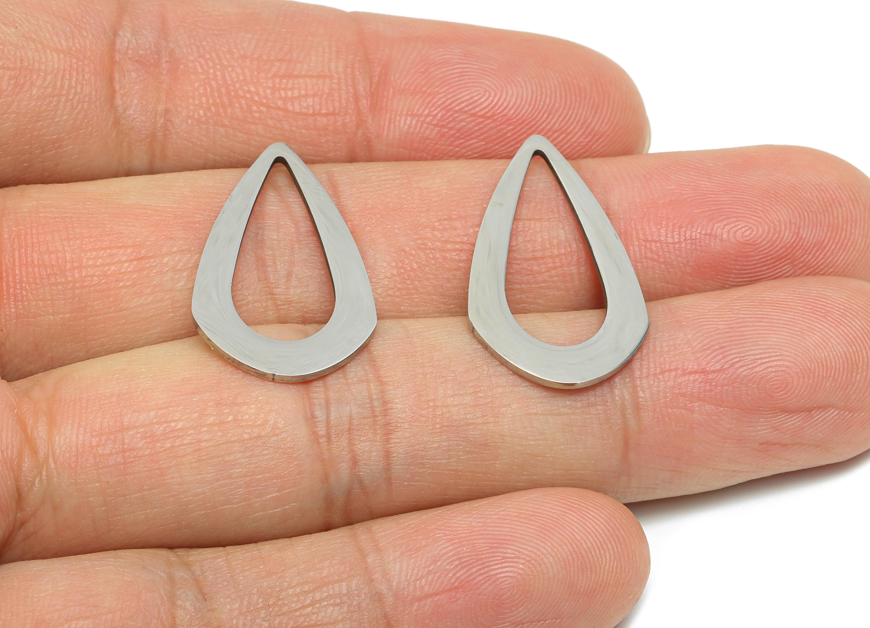 Steel Teardrop Charm - Stainless Steel Drop Charm - Lightweight Modern Geometric Charm - Cutout Charm For DIY Craft - 26x15x0.9mm - SS2289 - DOMEDBAZAAR