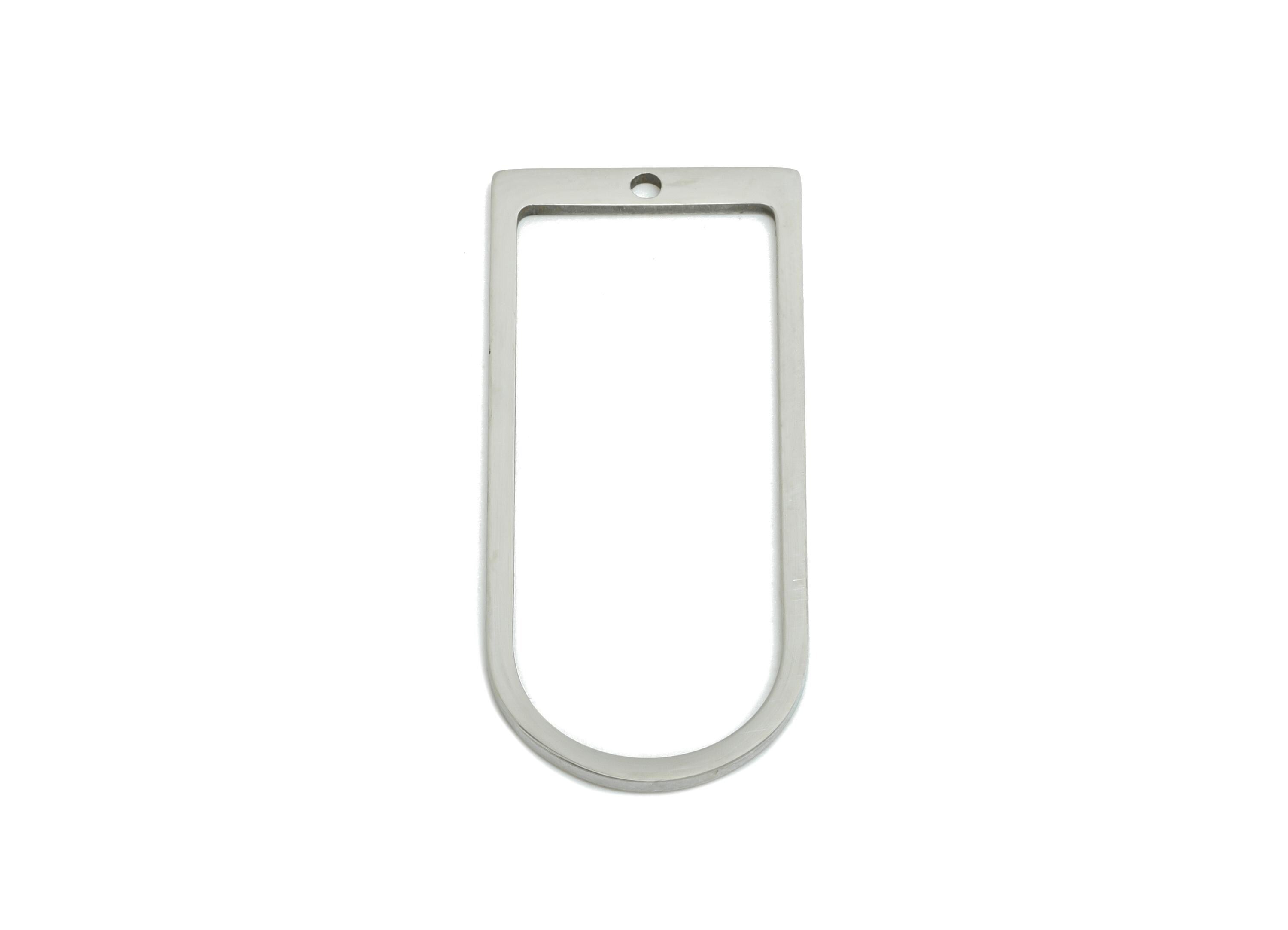 Steel Rectangle Pendant - Modern Open Rectangle Frame For DIY Crafts - Arch Connector for DIY Crafts - Geometric Pendant -29x12x0.9mm-SS2318 - DOMEDBAZAAR