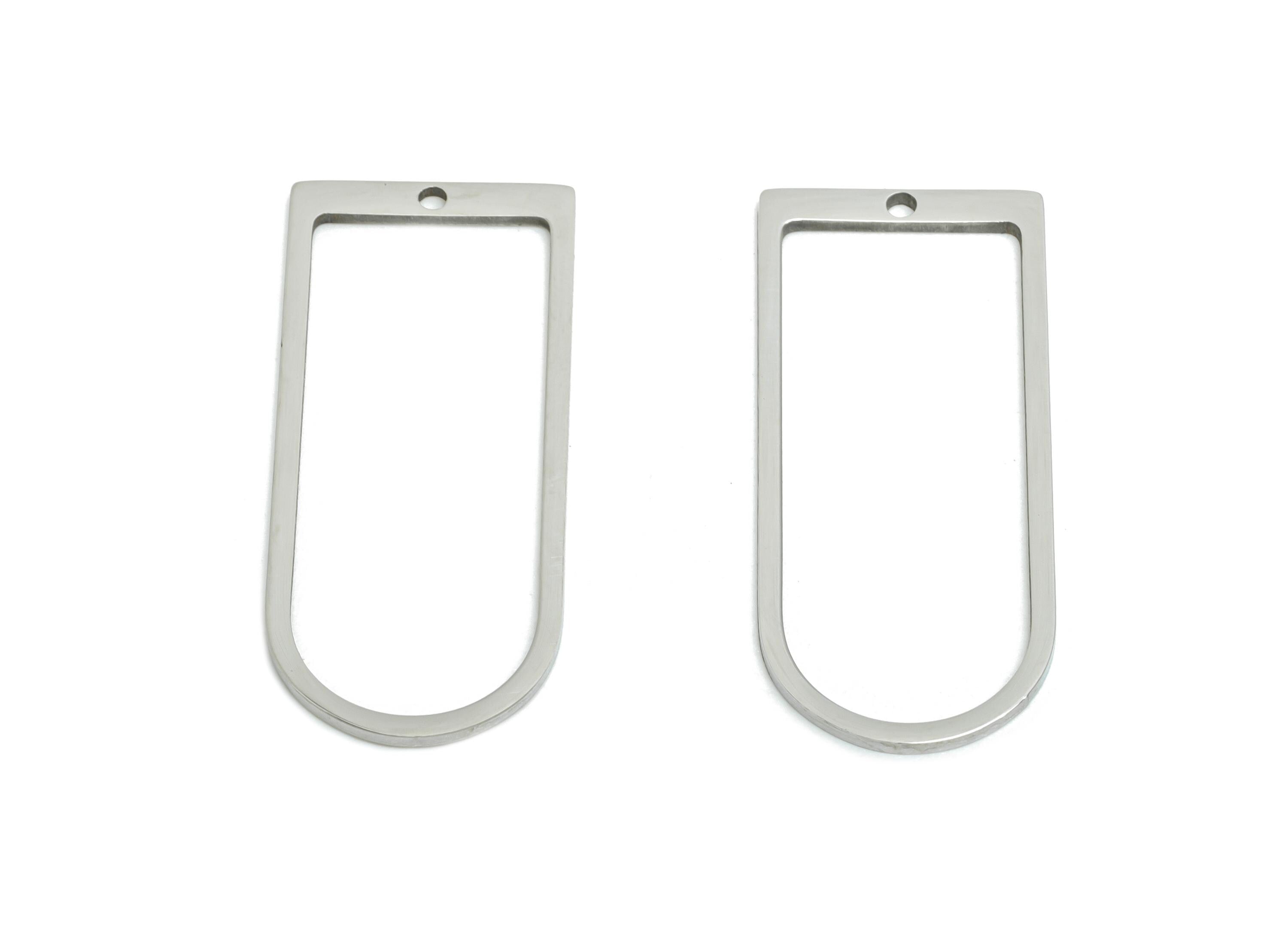 Steel Rectangle Pendant - Modern Open Rectangle Frame For DIY Crafts - Arch Connector for DIY Crafts - Geometric Pendant -29x12x0.9mm-SS2318 - DOMEDBAZAAR