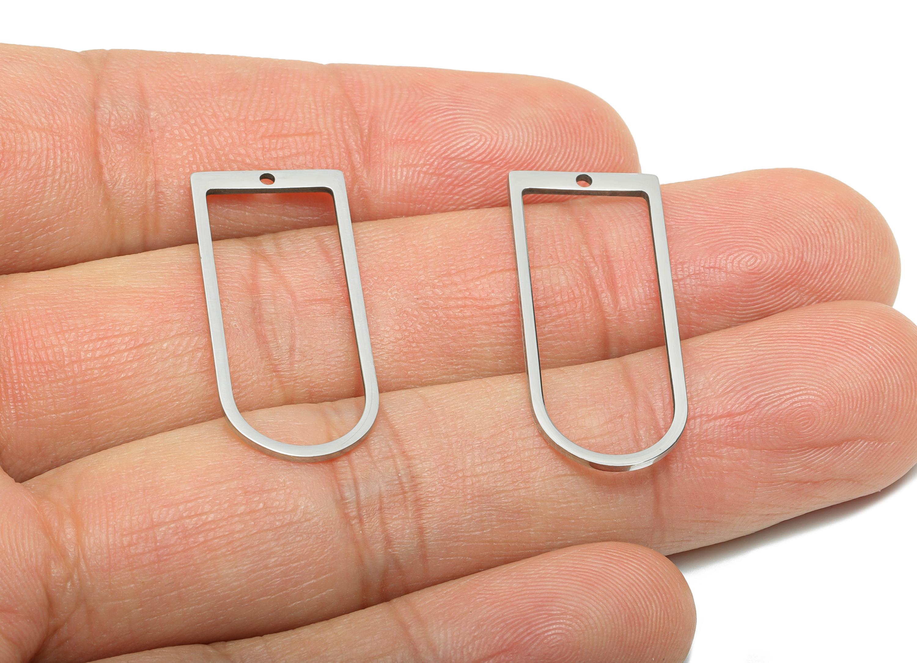 Steel Rectangle Pendant - Modern Open Rectangle Frame For DIY Crafts - Arch Connector for DIY Crafts - Geometric Pendant -29x12x0.9mm-SS2318 - DOMEDBAZAAR