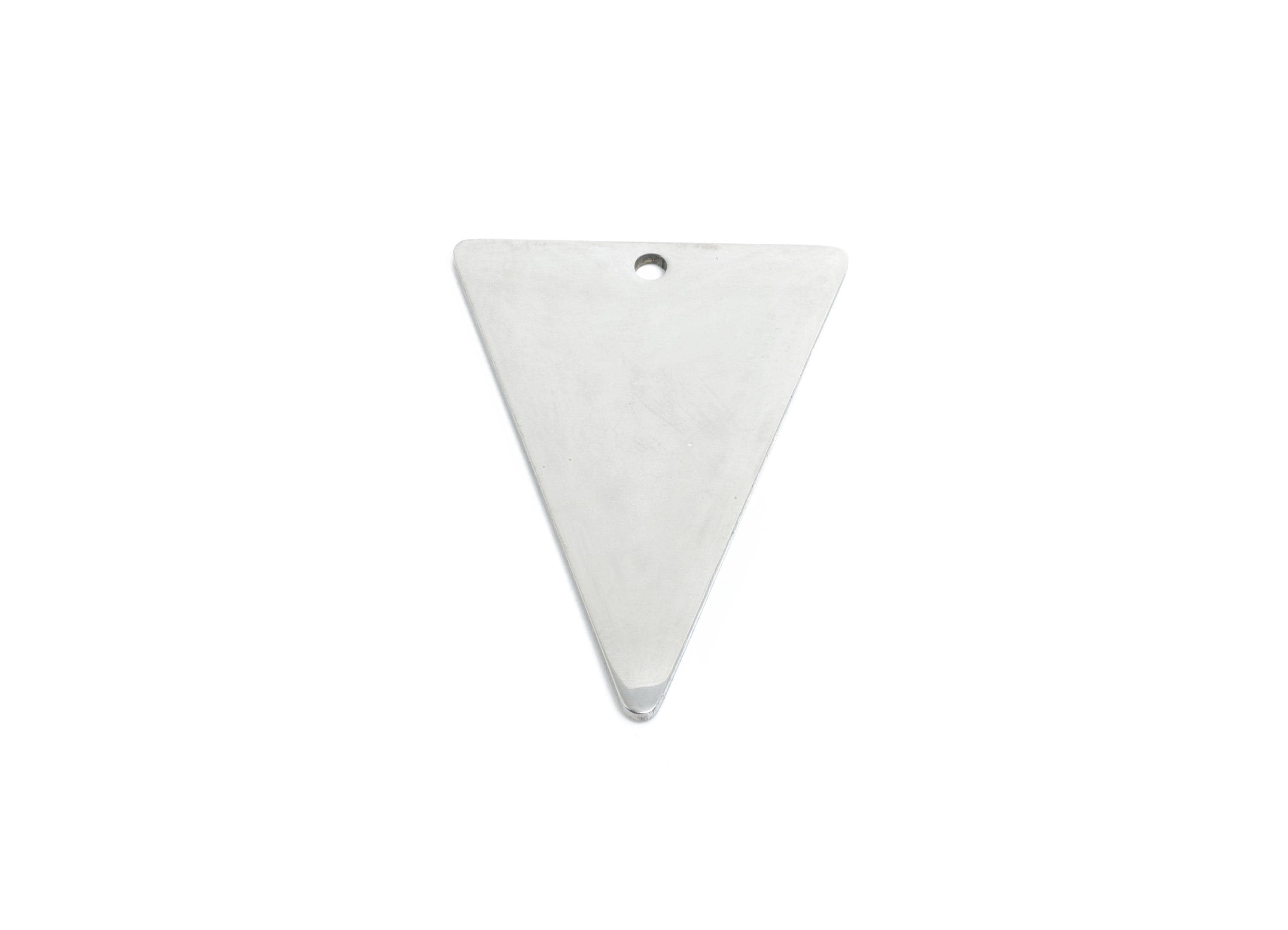 Steel Triangle Pendant - Stainless Steel Geometric Earring Charm - Triangle Metal Sleek For Handmade - Modern Charm - 28x20x0.98mm - SS2530 - DOMEDBAZAAR