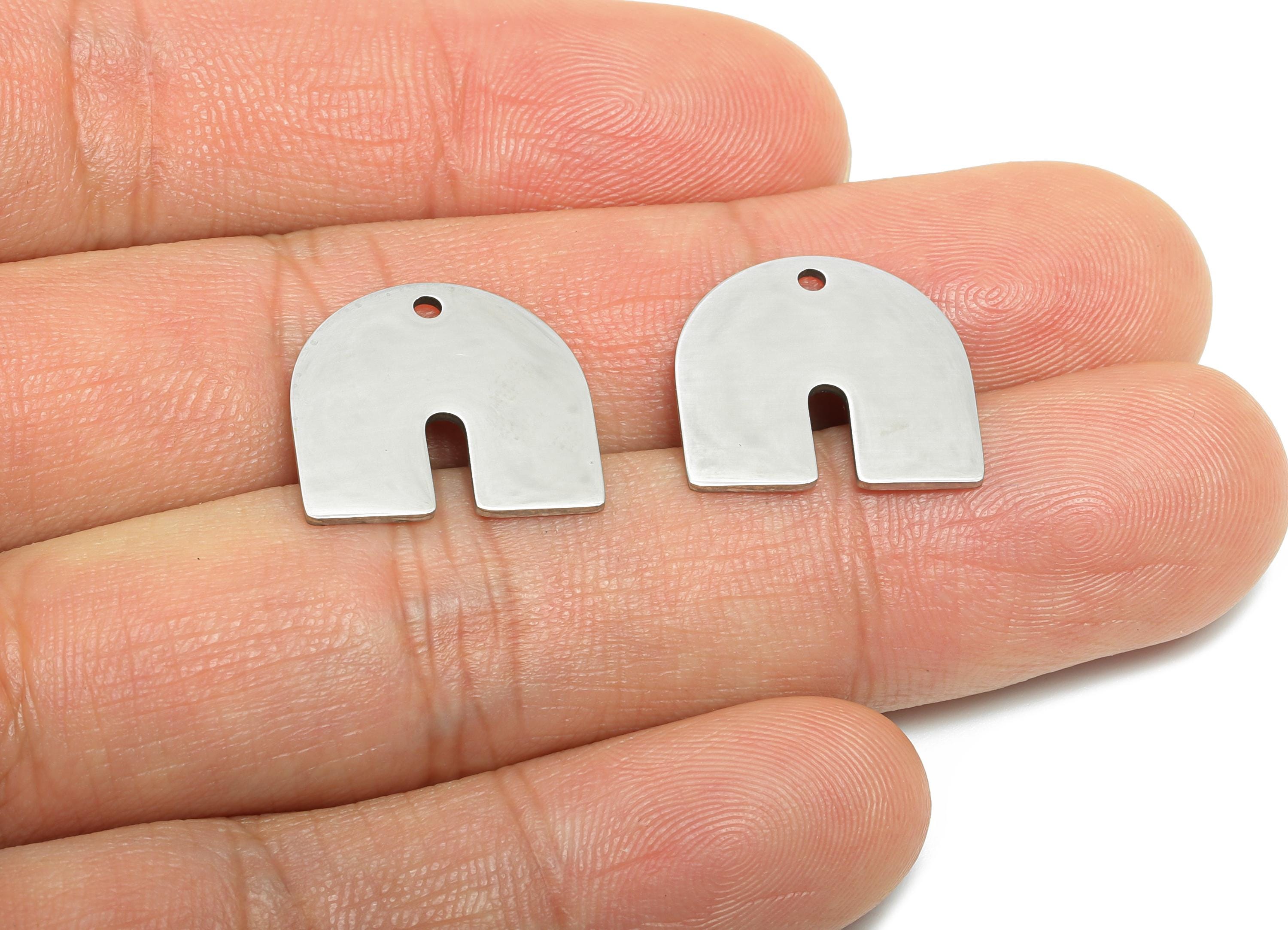 Minimalist Arch Pendant - Stainless Steel Geometry Charm - Boho Modern Jewelry Component - Handmade Jewelry Supplies - 17x16x0.98mm - SS2623 - DOMEDBAZAAR