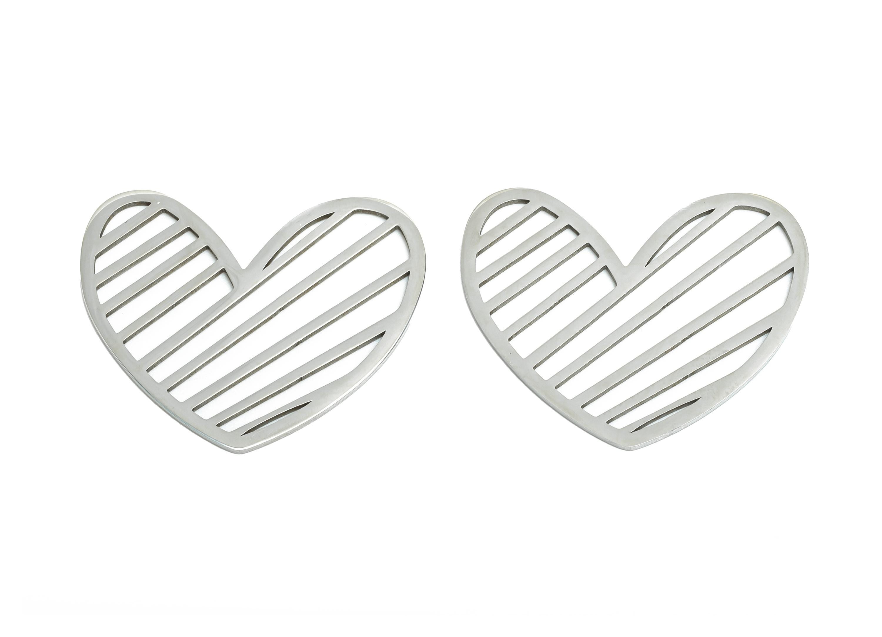 Abstract Steel Heart Charm - Hollow Geometric Jewelry Connector for DIY Making - Modern Metal Jewelry Supplies - 29.8x24.14x0.98mm - SS2595 - DOMEDBAZAAR