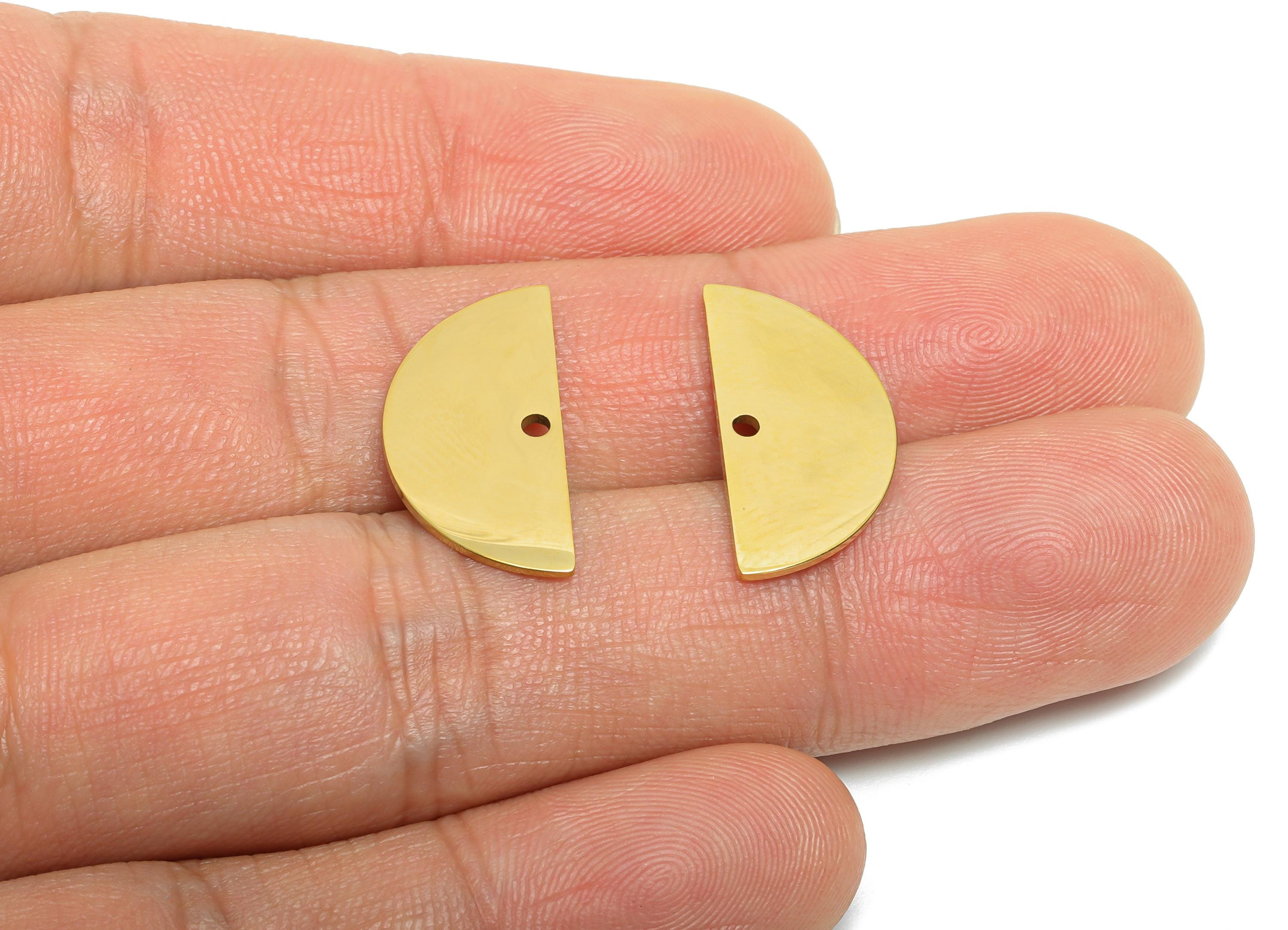 Steel Half Moon Pendant - Minimalist Crescent Charm - Semicircle Necklace Connector - 18k Vacuum Gold Plating - 18x10x0.98mm - SS2653G - DOMEDBAZAAR