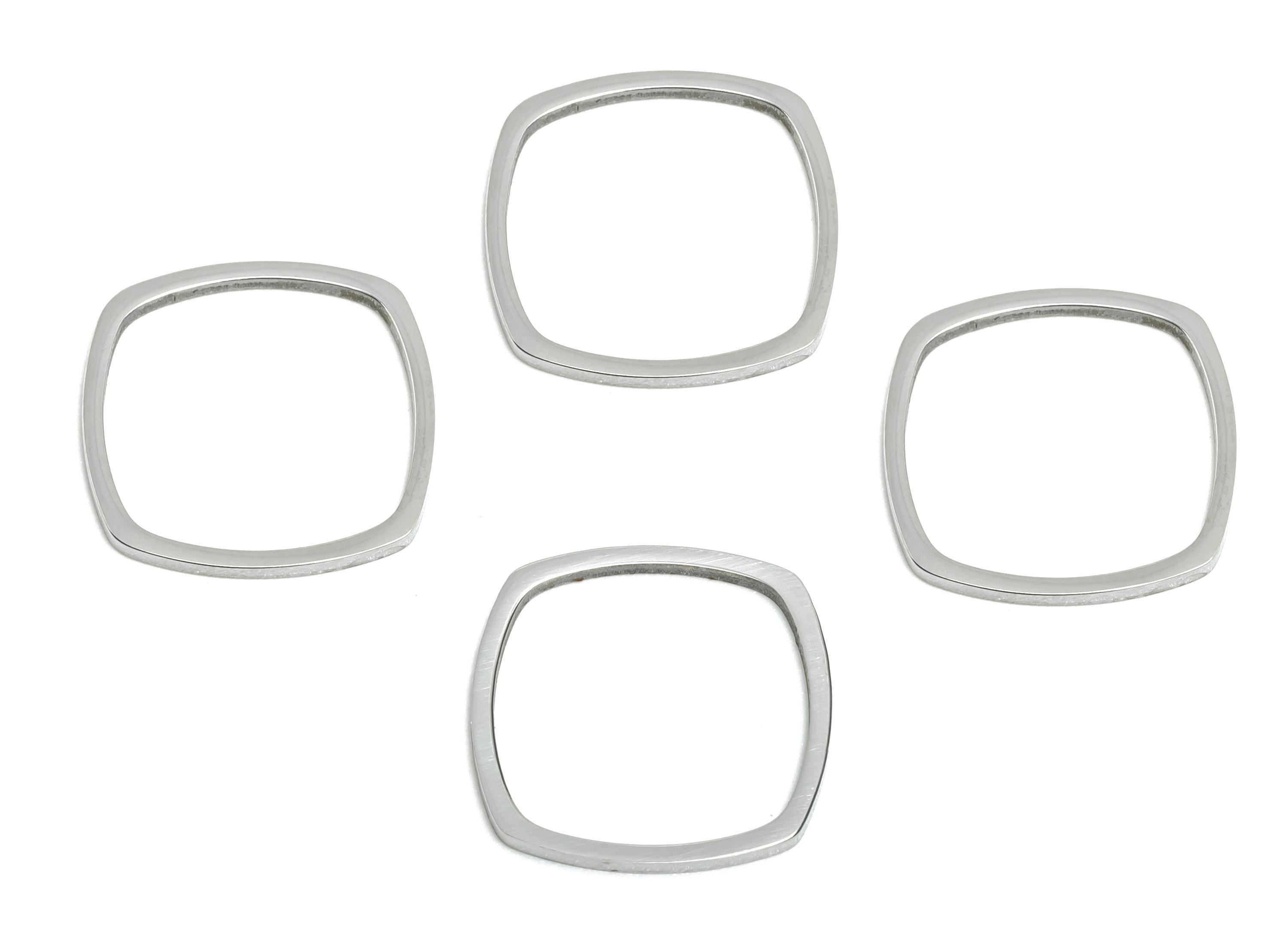 13mm Steel Square Ring Earring Charm - Geometric Jewelry Connector for DIY Making - Hollow Square Jewelry Charm - 13.7x13.7x0.9mm - SS2665