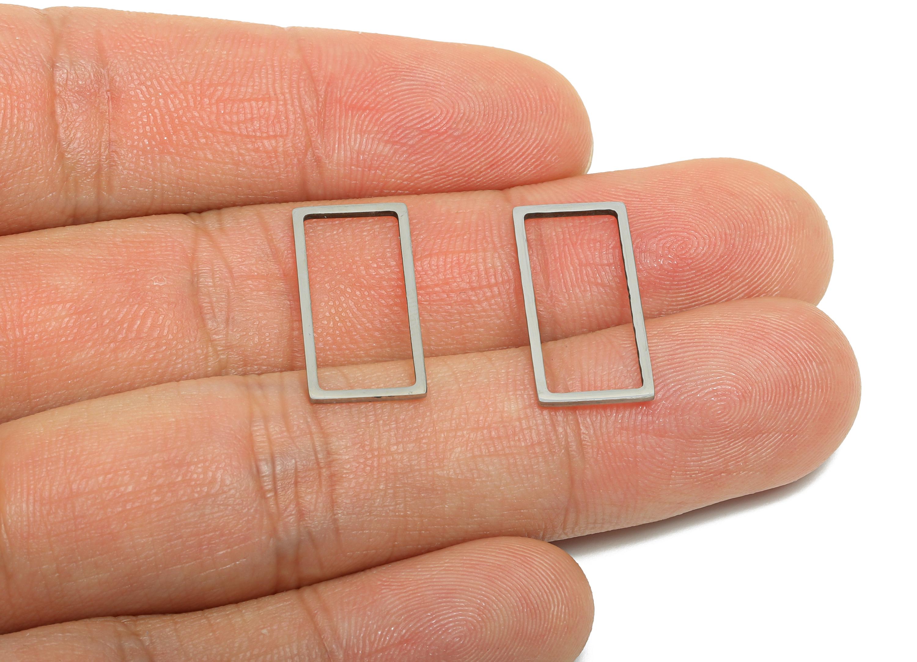 20mm Steel Rectangle Ring Earring Charm - Geometric Jewelry Connector for DIY Making - Hollow Metal DIY Jewelry - 20.8x9.84x0.8mm - SS2686 - DOMEDBAZAAR