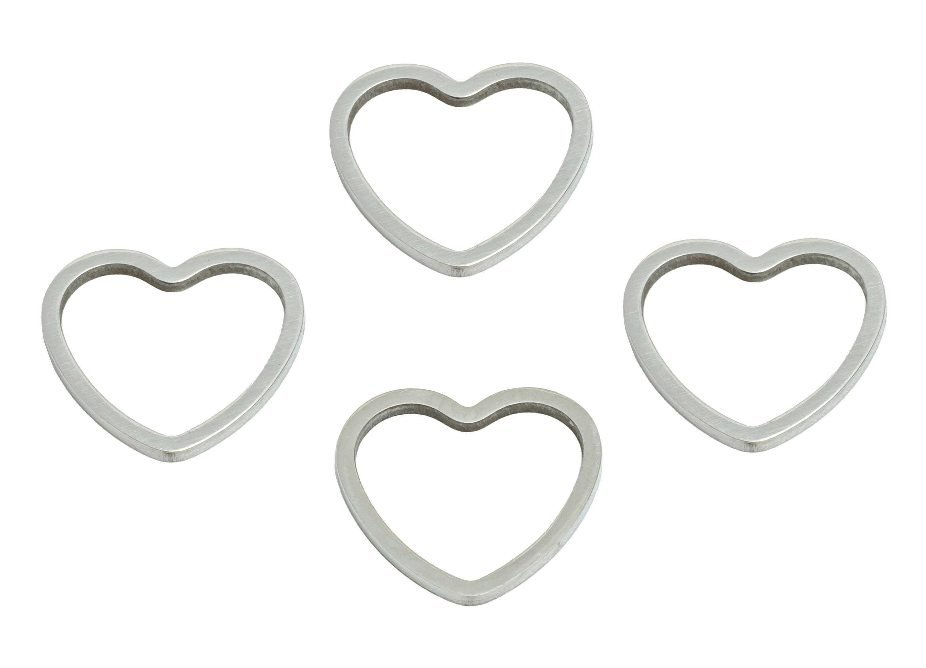 11mm Steel Heart Ring Earring Charms - Geometric Jewelry Connector for DIY Making - Hollow Metal DIY Jewelry - 11.76x10.63x0.8mm - SS2690 - DOMEDBAZAAR