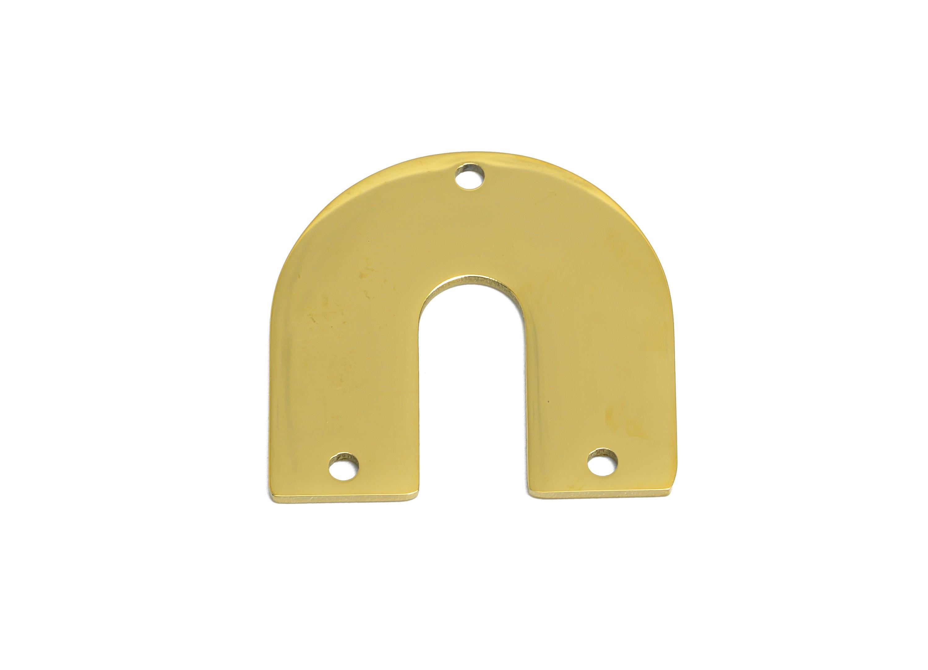 Steel Arch Connector - Gold Color Steel Horseshoe Pendant - Steel Gold Arch Connector - 18k Vacuum Gold Plating - 21x20x0.98mm - SS2612G - DOMEDBAZAAR