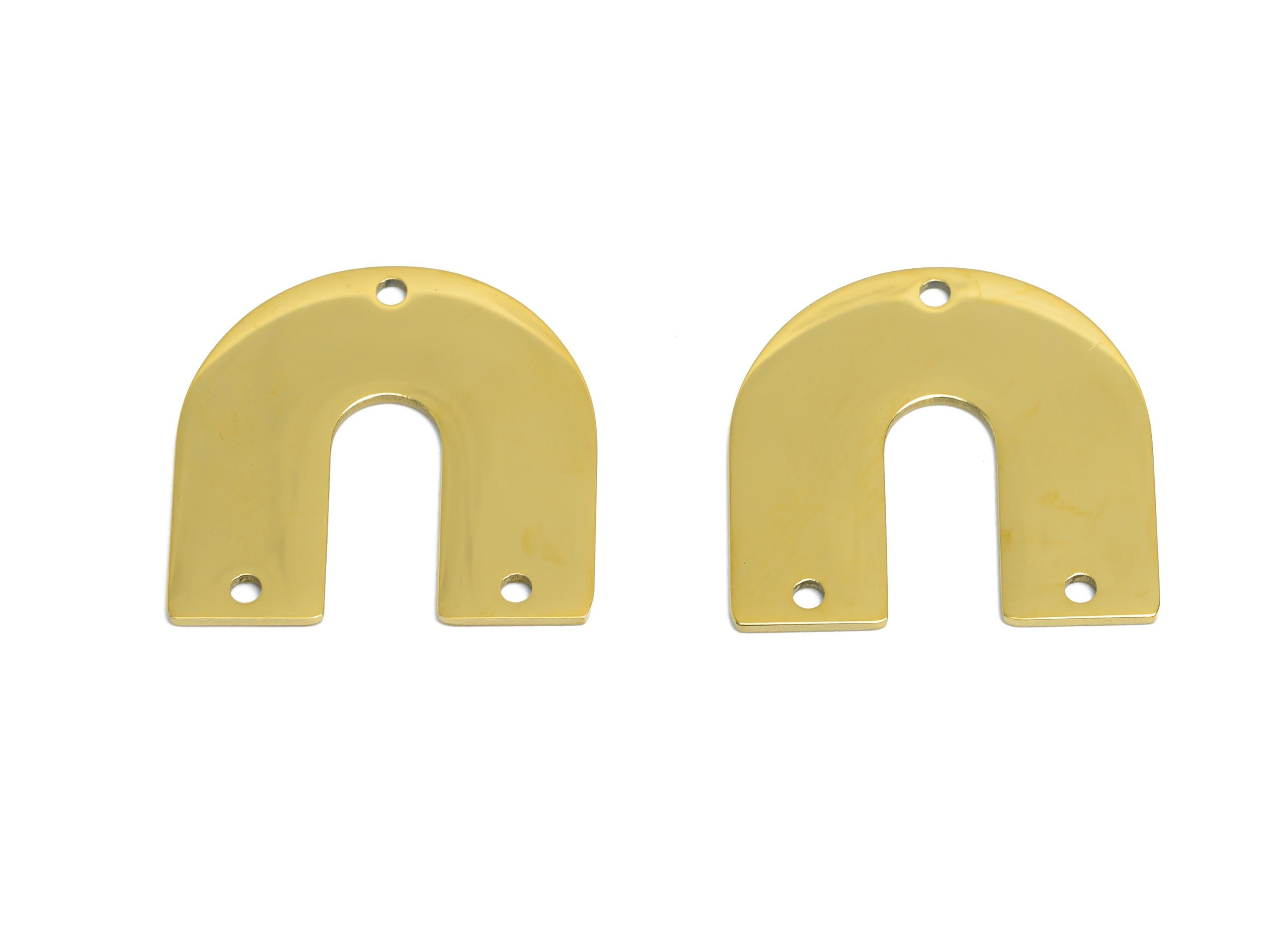 Steel Arch Connector - Gold Color Steel Horseshoe Pendant - Steel Gold Arch Connector - 18k Vacuum Gold Plating - 21x20x0.98mm - SS2612G - DOMEDBAZAAR