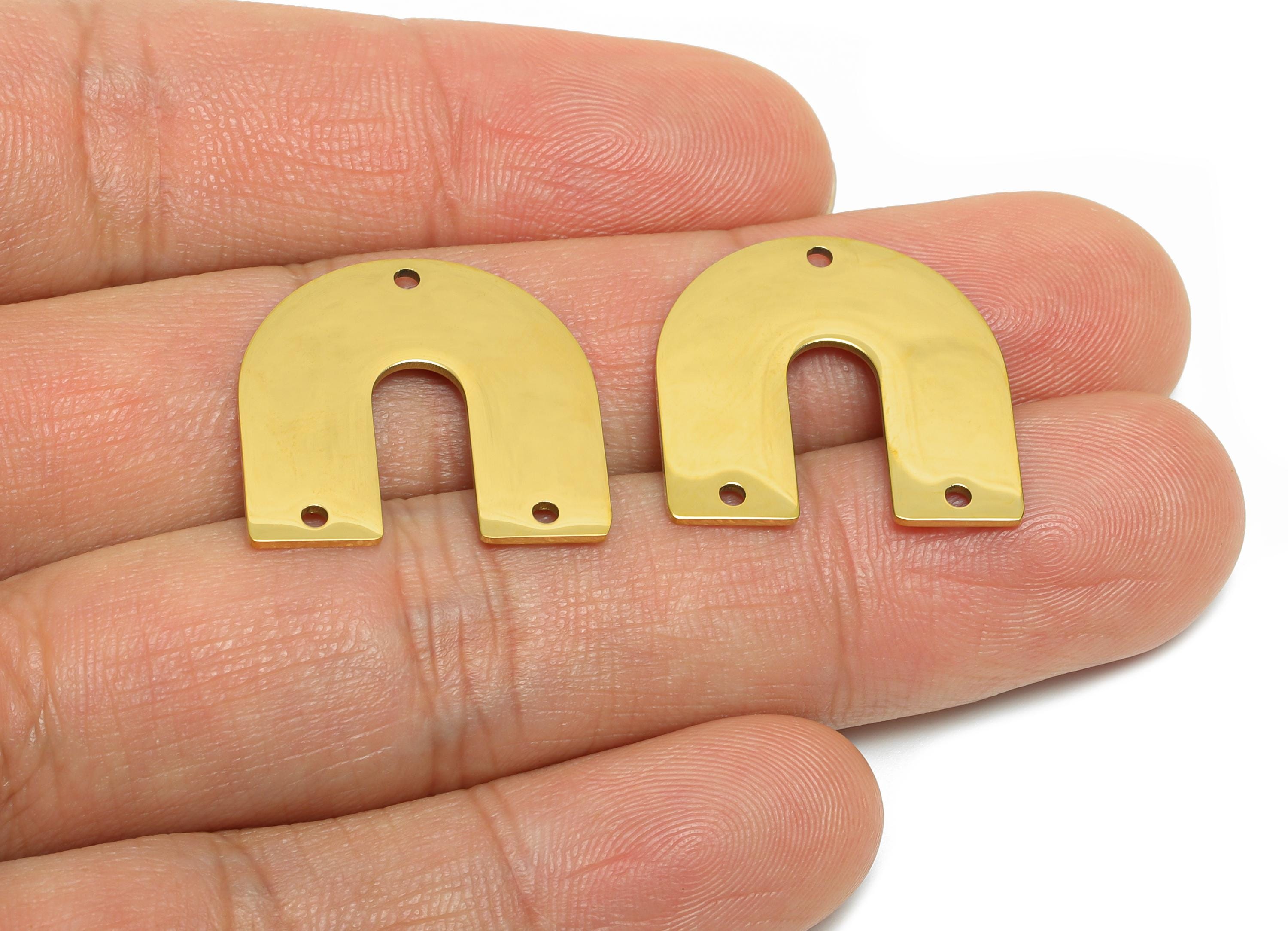 Steel Arch Connector - Gold Color Steel Horseshoe Pendant - Steel Gold Arch Connector - 18k Vacuum Gold Plating - 21x20x0.98mm - SS2612G - DOMEDBAZAAR
