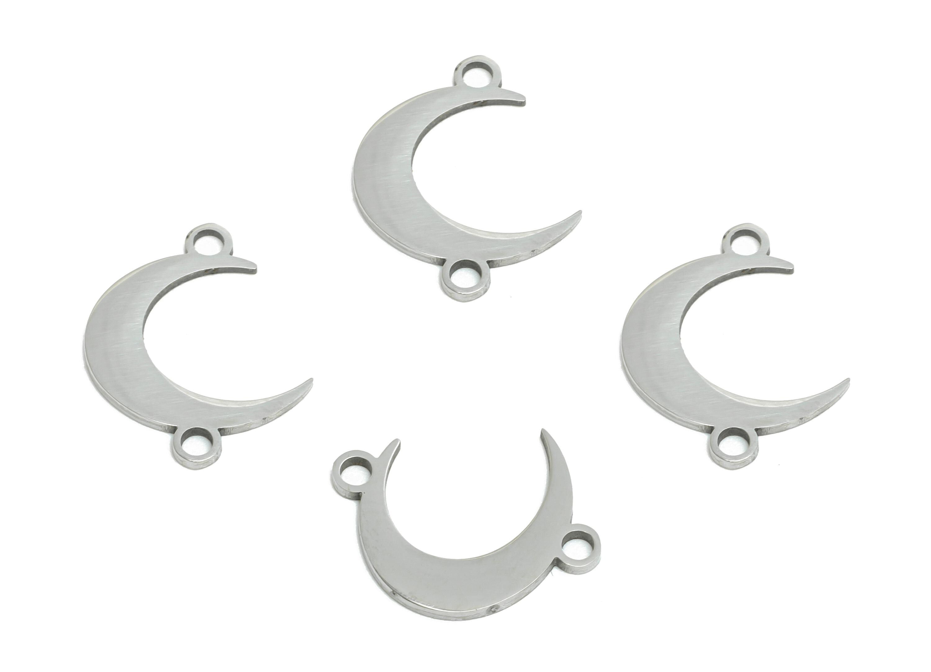 Stainless Steel Crescent Connector - Moon Jewelry Charm For Necklace - Steel Moon Necklace Charm - Celestial Jewelry - 15x11x0.98mm -SS2642 - DOMEDBAZAAR