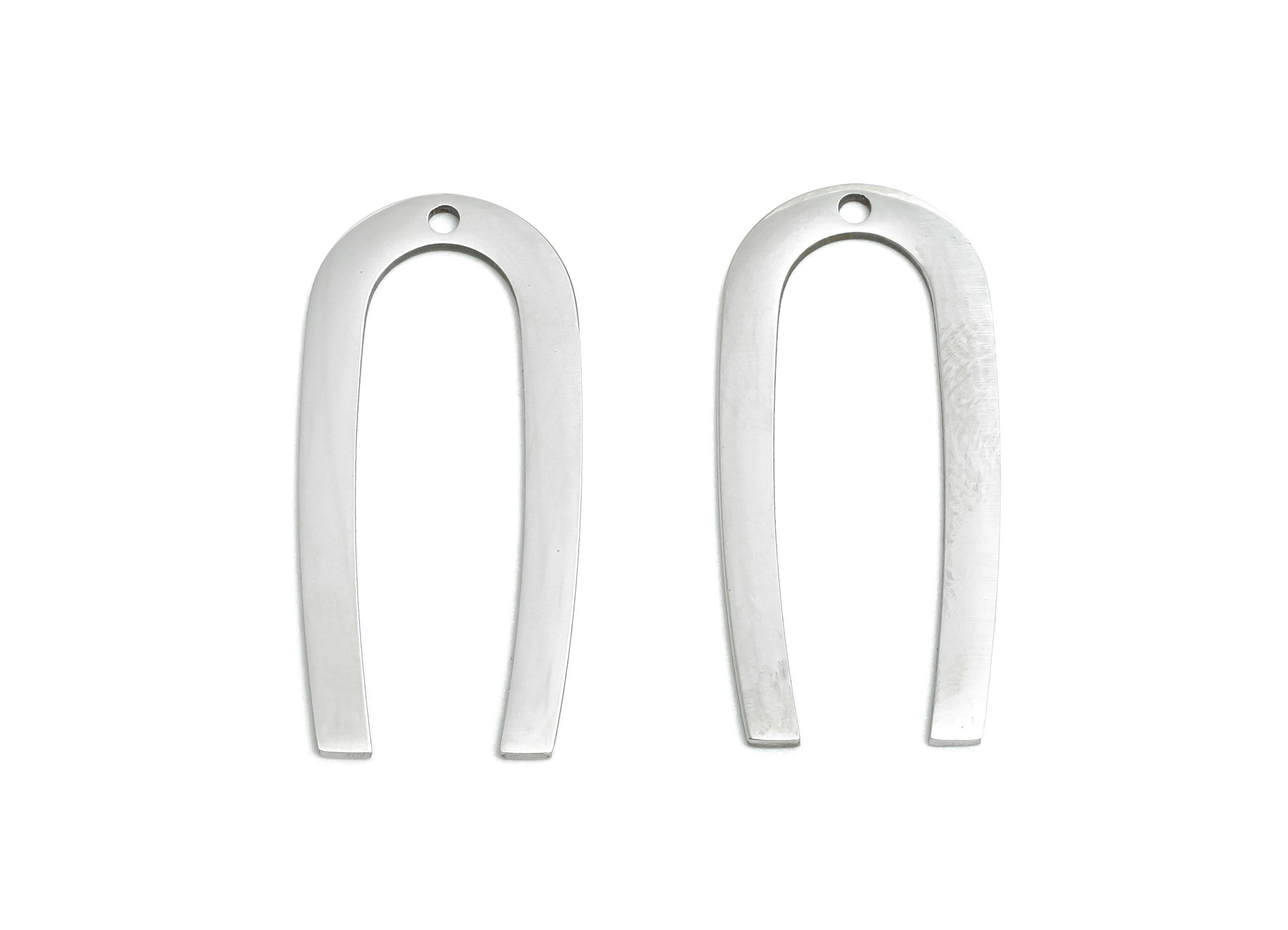 Steel Horseshoe Pendant - Modern U Shape Charm - Geometric Arch Pendant - Handmade Jewelry Making Supplies - 27.13x12.43x0.98mm - SS2605 - DOMEDBAZAAR