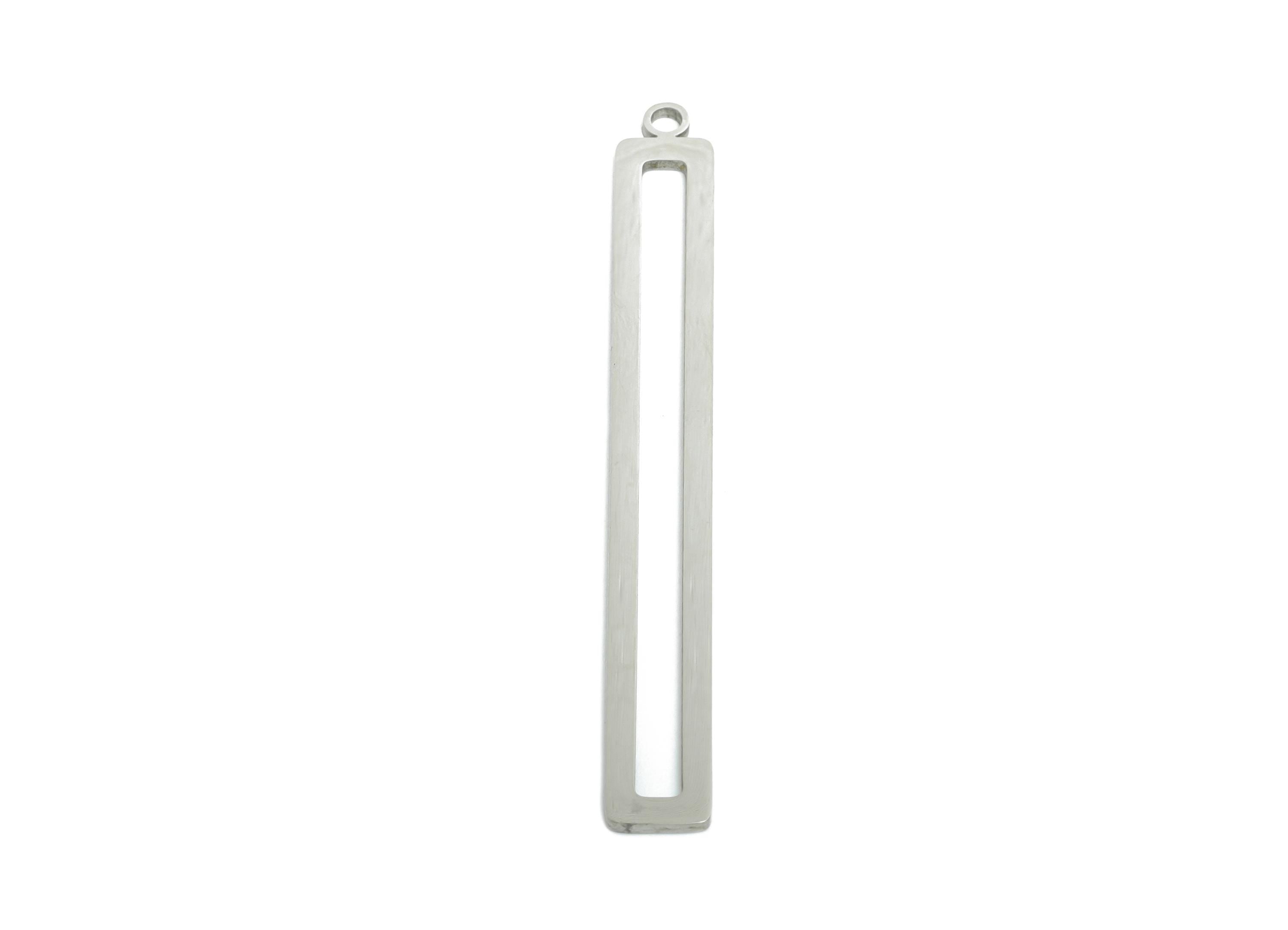 Steel Rectangle Earring Charm - Minimalist Geometry Frame for DIY Jewelry - High-Quality Stainless Steel Charm - 53x6x0.98mm - SS2273 - DOMEDBAZAAR