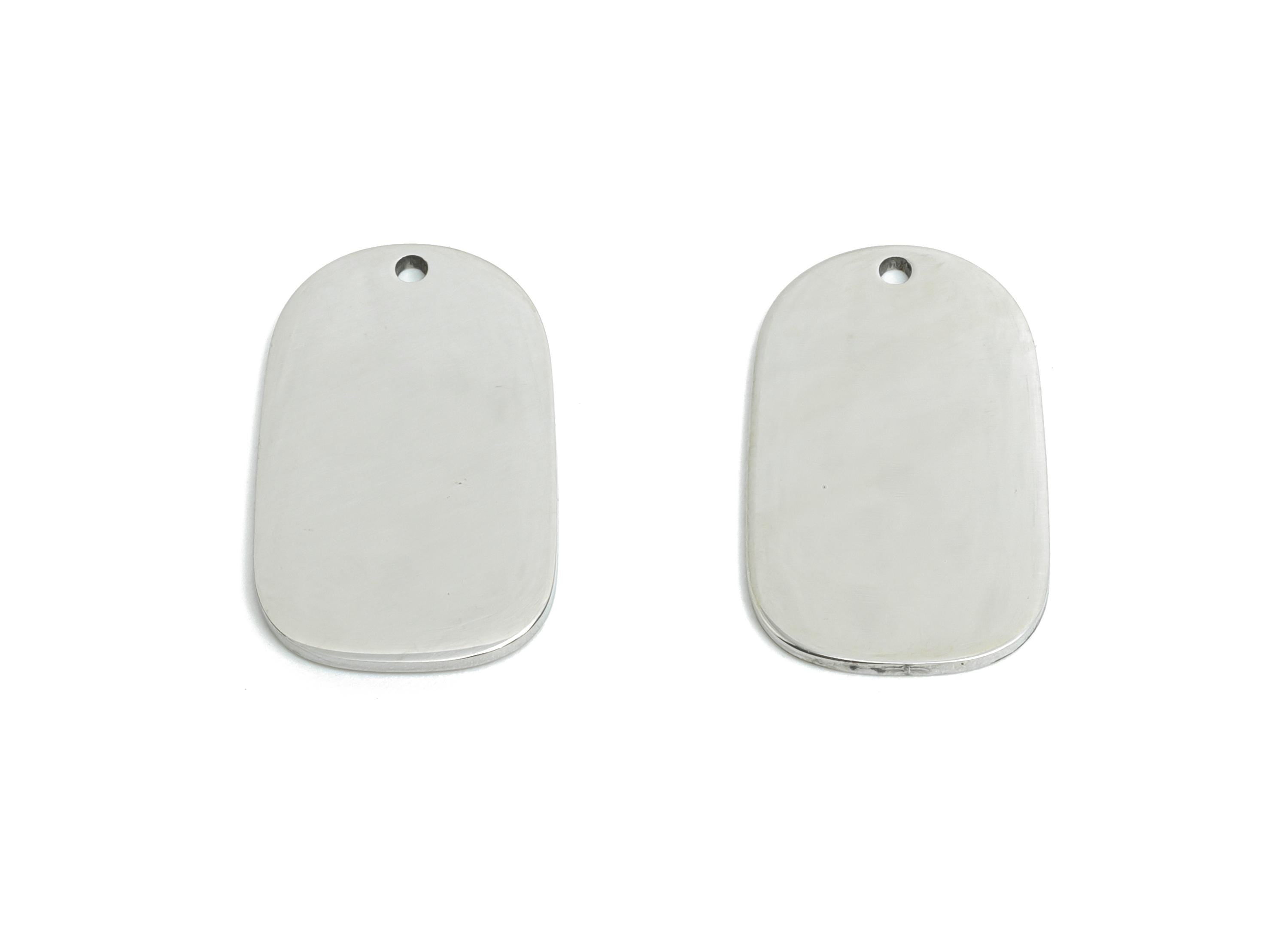 Steel Oval Rectangle Pendant - Minimalist Geometry Charm for DIY Jewelry - High-Quality Flat Stainless Steel Charm - 19x11x0.98mm - SS2528 - DOMEDBAZAAR