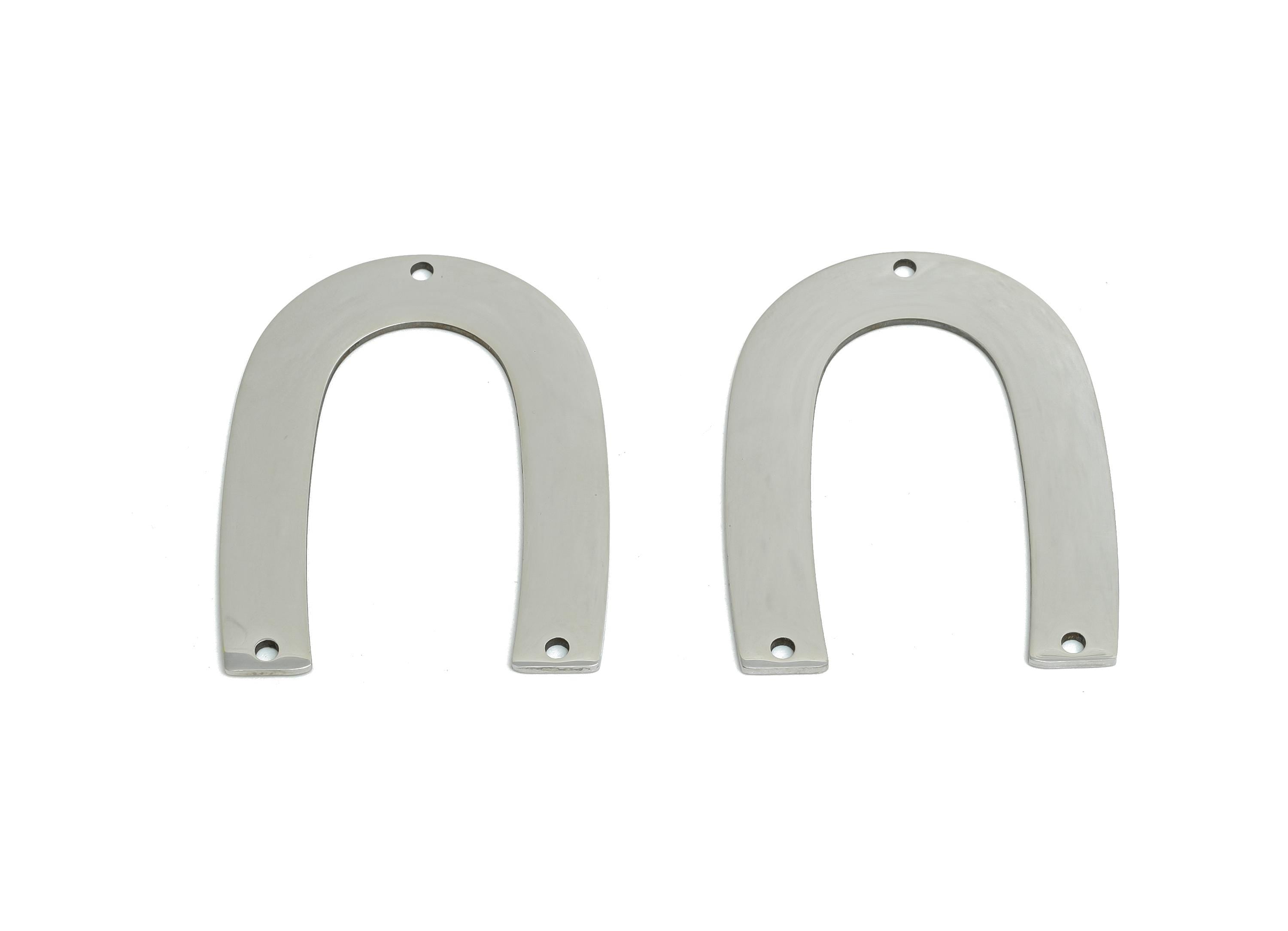 Steel Geometric Arch Connector - Modern Horseshoe Charm for DIY Jewelry - Horseshoe Lucky Charm Jewelry Piece - 34x26x0.98mm - SS2526 - DOMEDBAZAAR