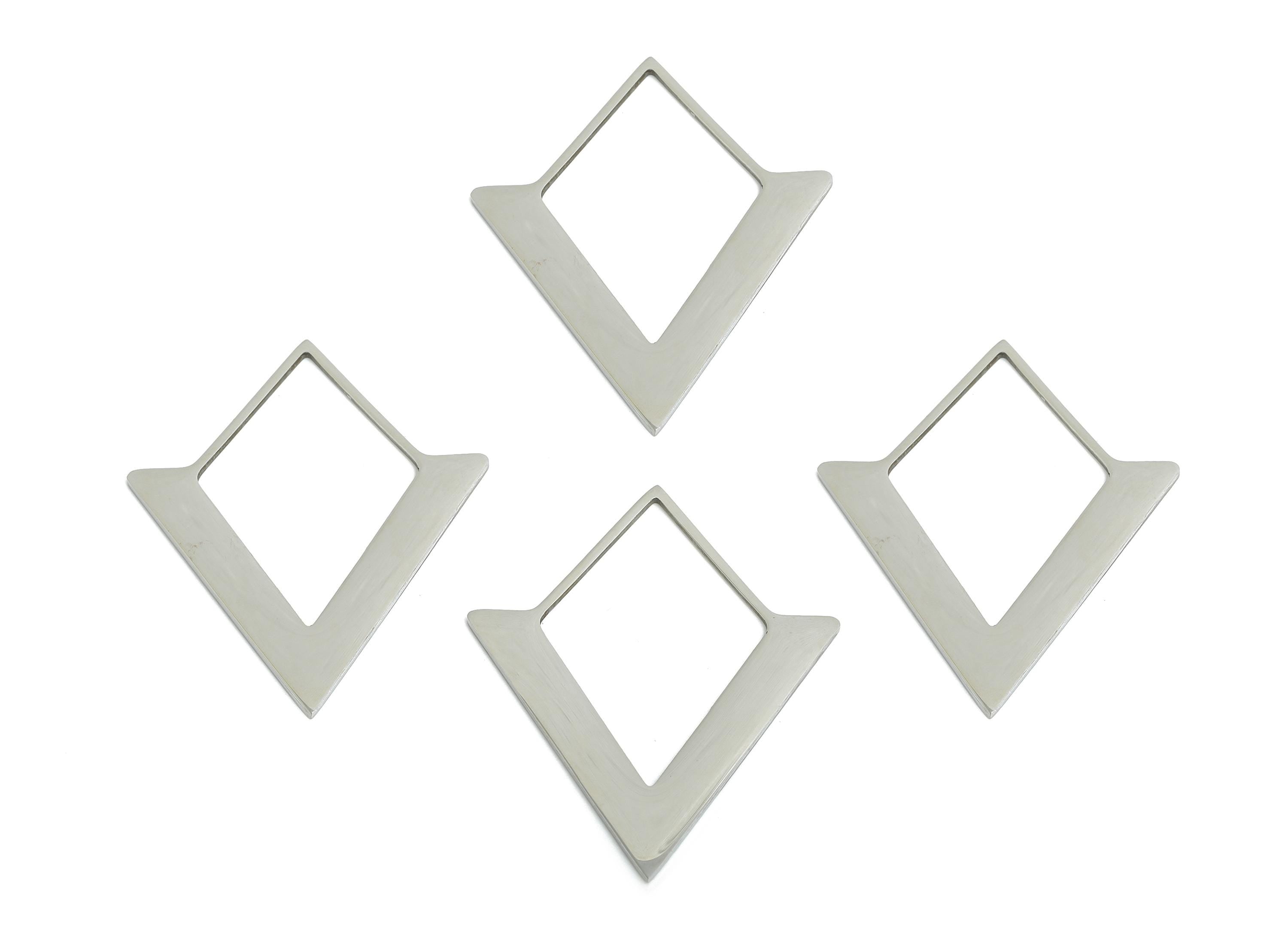 Steel Rhombic Frame Charm - Modern Inverted Diamond Pendant for DIY Jewelry - Lightweight Jewelry Making Supply - 34x27x0.98mm - SS2313 - DOMEDBAZAAR