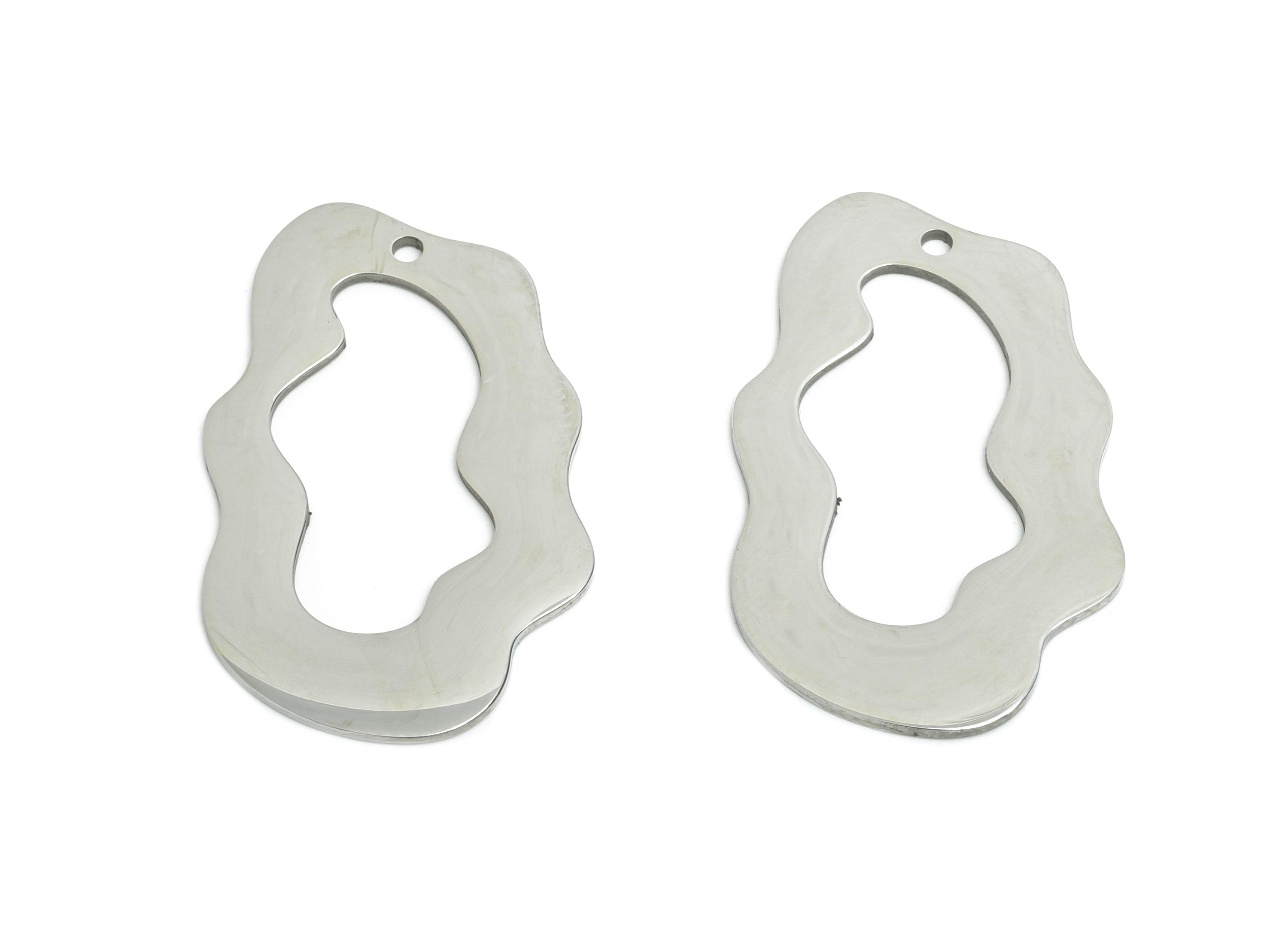 Stainless Steel Wavy Pendant - Modern Irregular Geometric Pendant for DIY Jewelry - Abstract Pendant for DIY Jewelry - 32x21x0.98mm - SS2333 - DOMEDBAZAAR