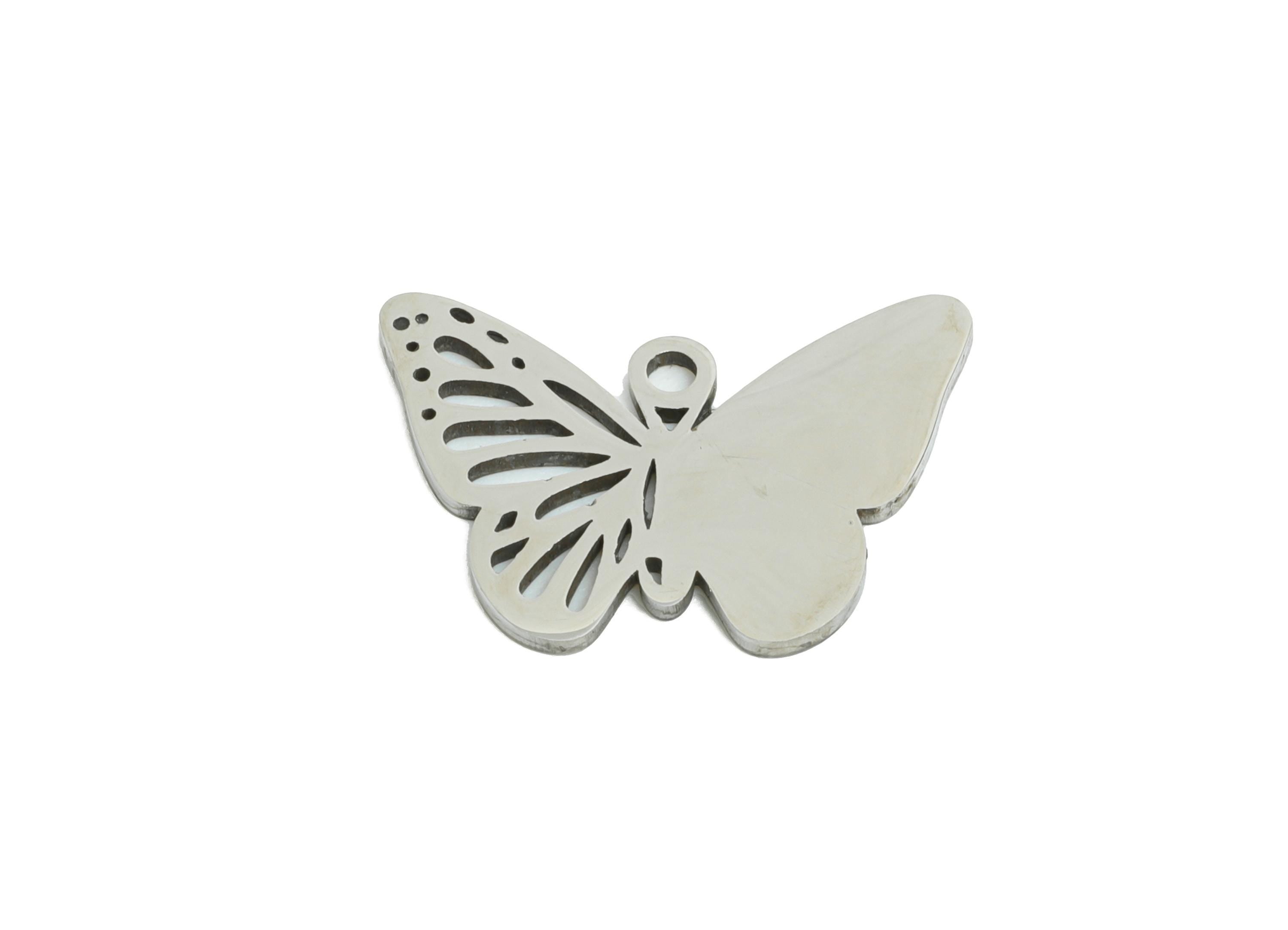 Steel Butterfly Earring Charm - Stainless Steel Butterfly Pendant - Timeless Gift for Butterfly Lovers - Nature Inspired -17x12x0.9mm-SS2376 - DOMEDBAZAAR