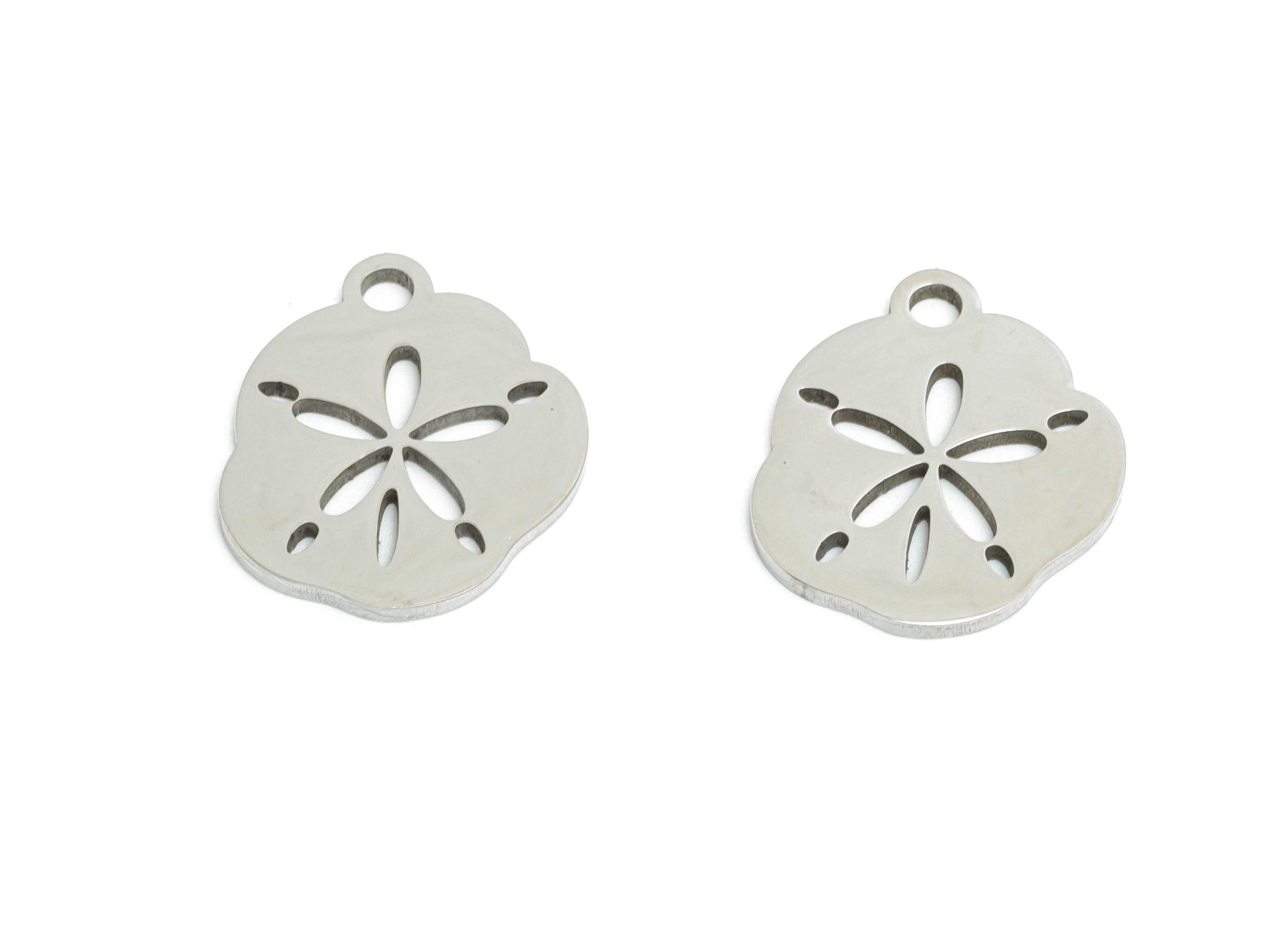 Steel Laser cut Floral Charm - Modern Nature-Inspired Jewelry - Minimalist Flower Design - DIY Jewelry Accessories - 15x12.4x0.98mm - SS2381 - DOMEDBAZAAR