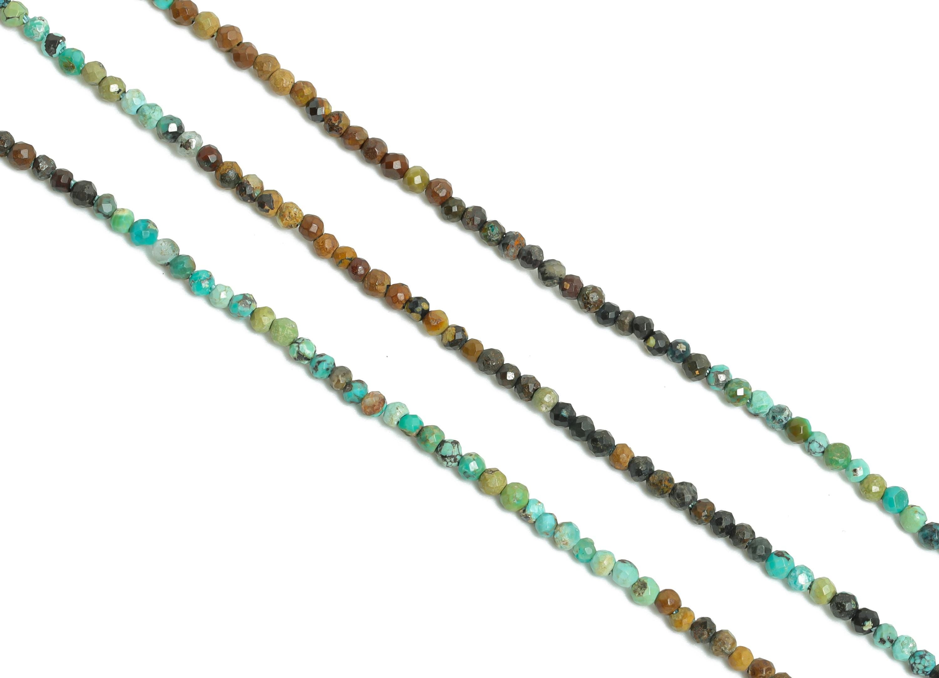 2mm Turquoise Natural Stone - Faceted Round Turquoise 15.5inch'/Strand - Sparkling Gemstone Beads for Handmade - Faceted Beads - NS2450 - DOMEDBAZAAR