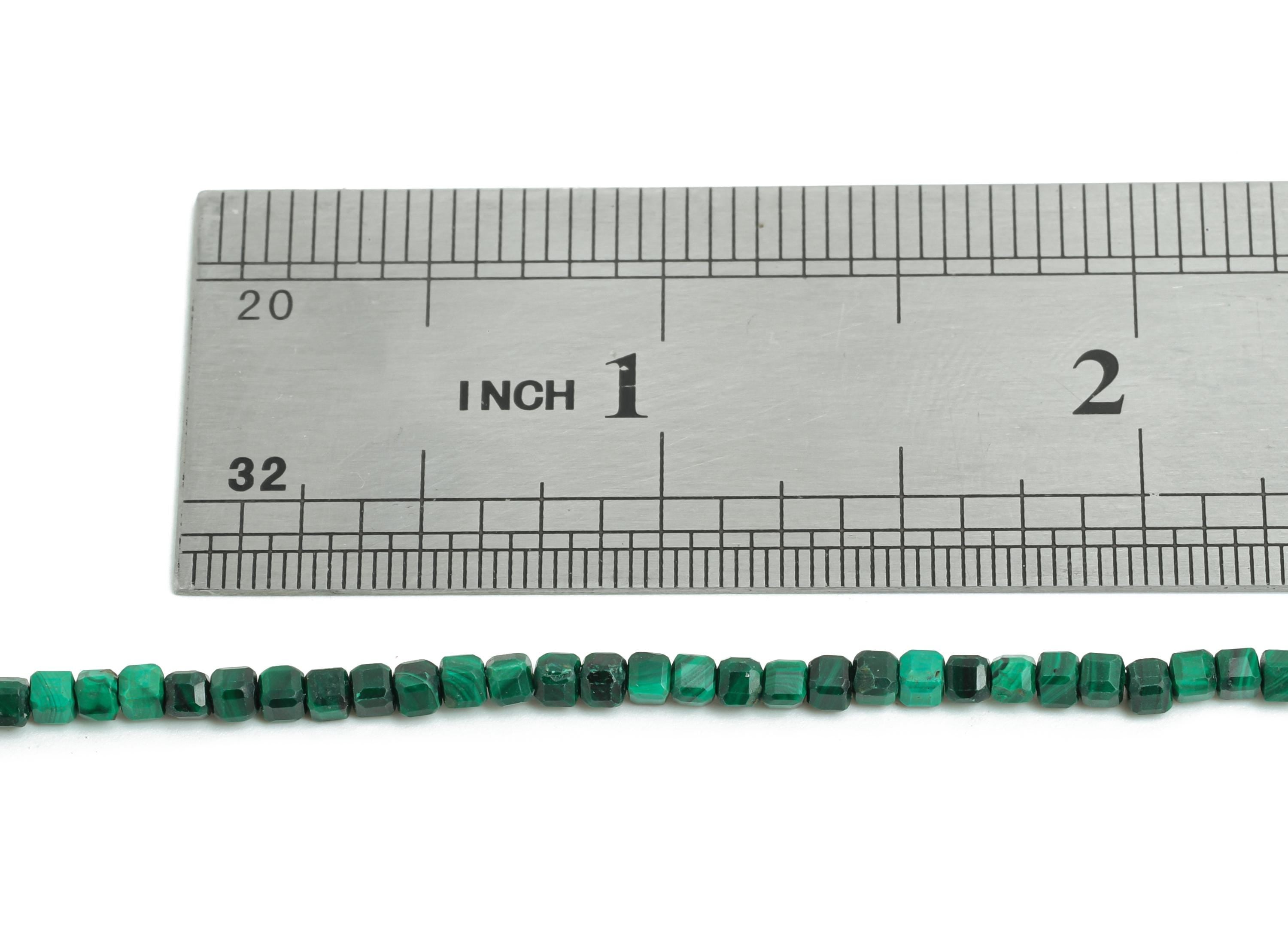 2mm Malachite Natural Stone - Faceted Cube Malachite 15.5inch' /Strand - Geometry Gemstone Beads for Handmade - Faceted Beads - NS2438 - DOMEDBAZAAR