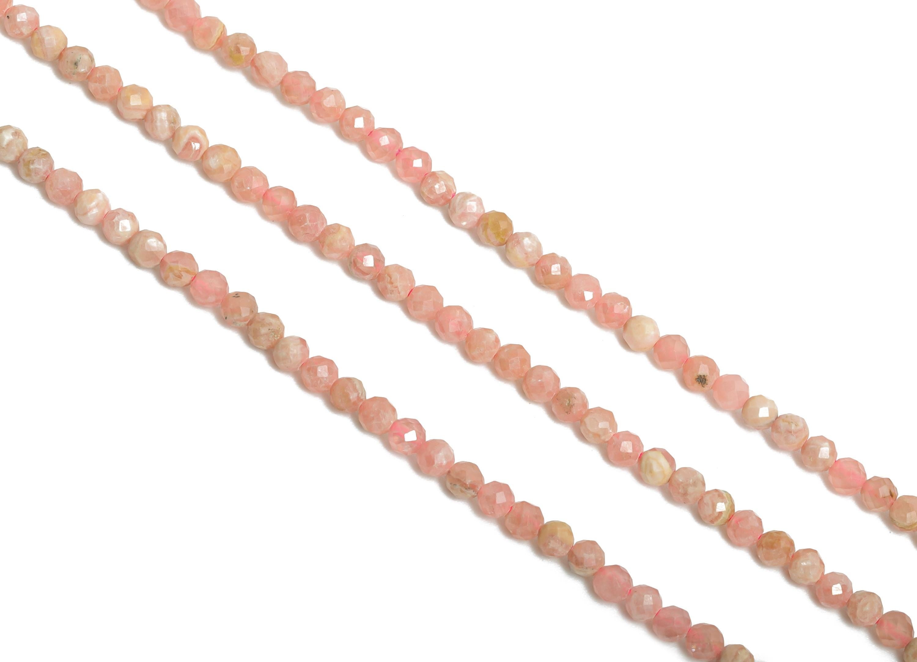 Rhodonite Natural Stone Beads - Round Faceted Rhodonite 15.5 inch /Strand - Gemstone Beads for Handmade - Jewelry Making Beads - NS2430 - DOMEDBAZAAR