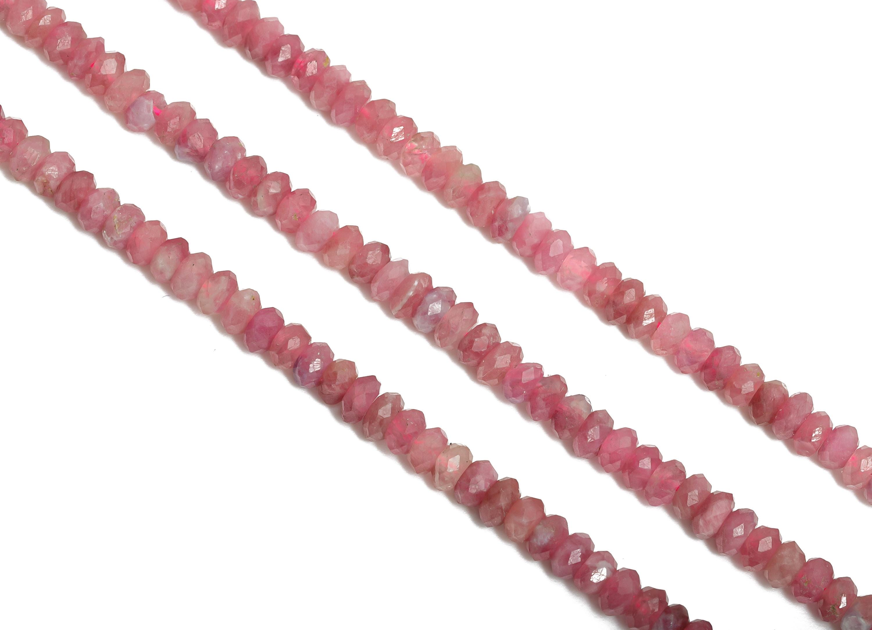 Pink Tourmaline Natural Stone Bead - Faceted Rondella Pink Tourmaline 15.5 inch /Strand - Gemstone Beads for Handmade - Jewelry DIY - NS2416 - DOMEDBAZAAR