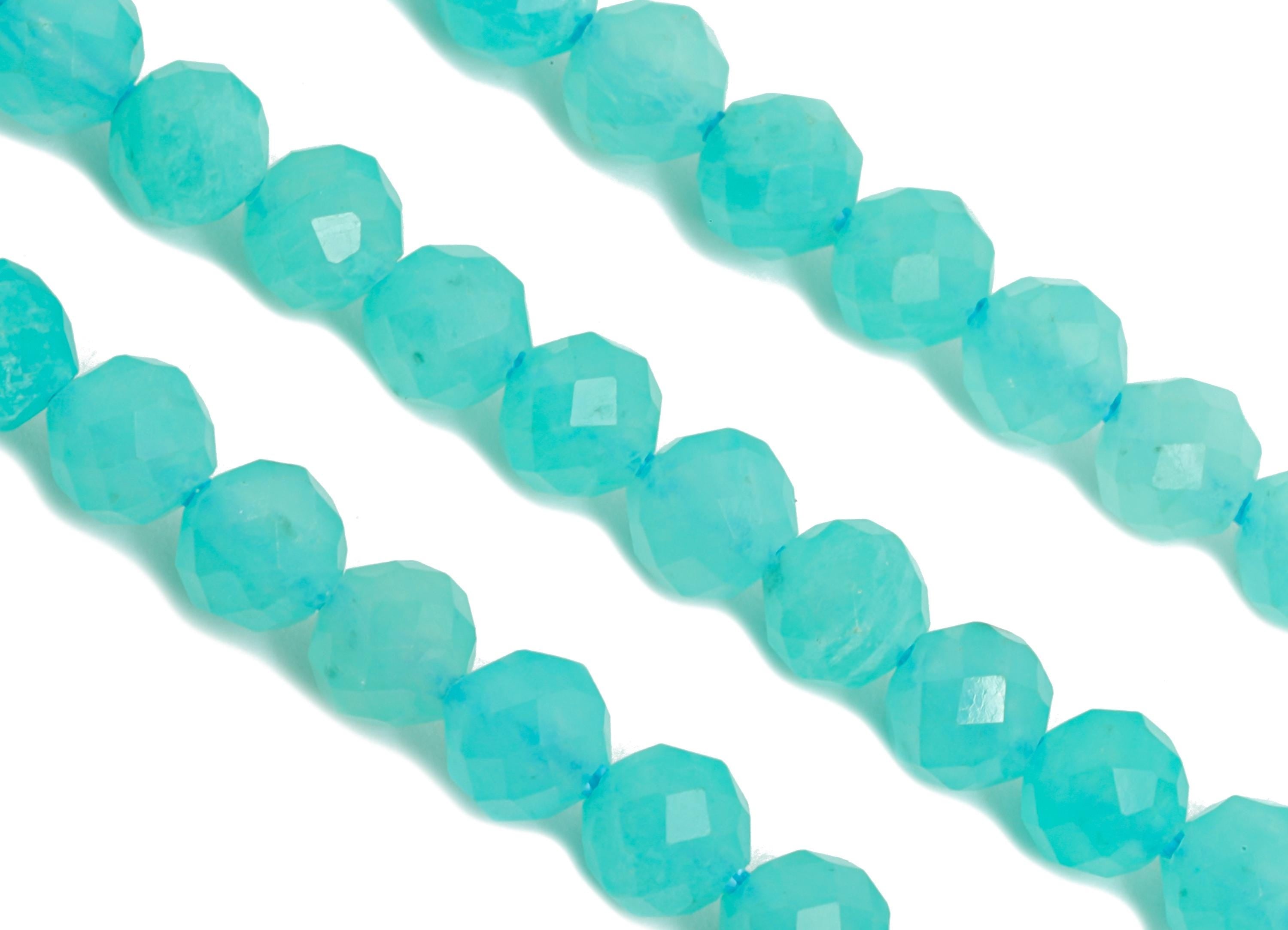 4mm Amazonite Natural Stone Bead - Faceted Round Amazonite 15.5 inch /Strand - Sparking Gemstone Bead for Handmade - Crafting Bead - NS2527 - DOMEDBAZAAR