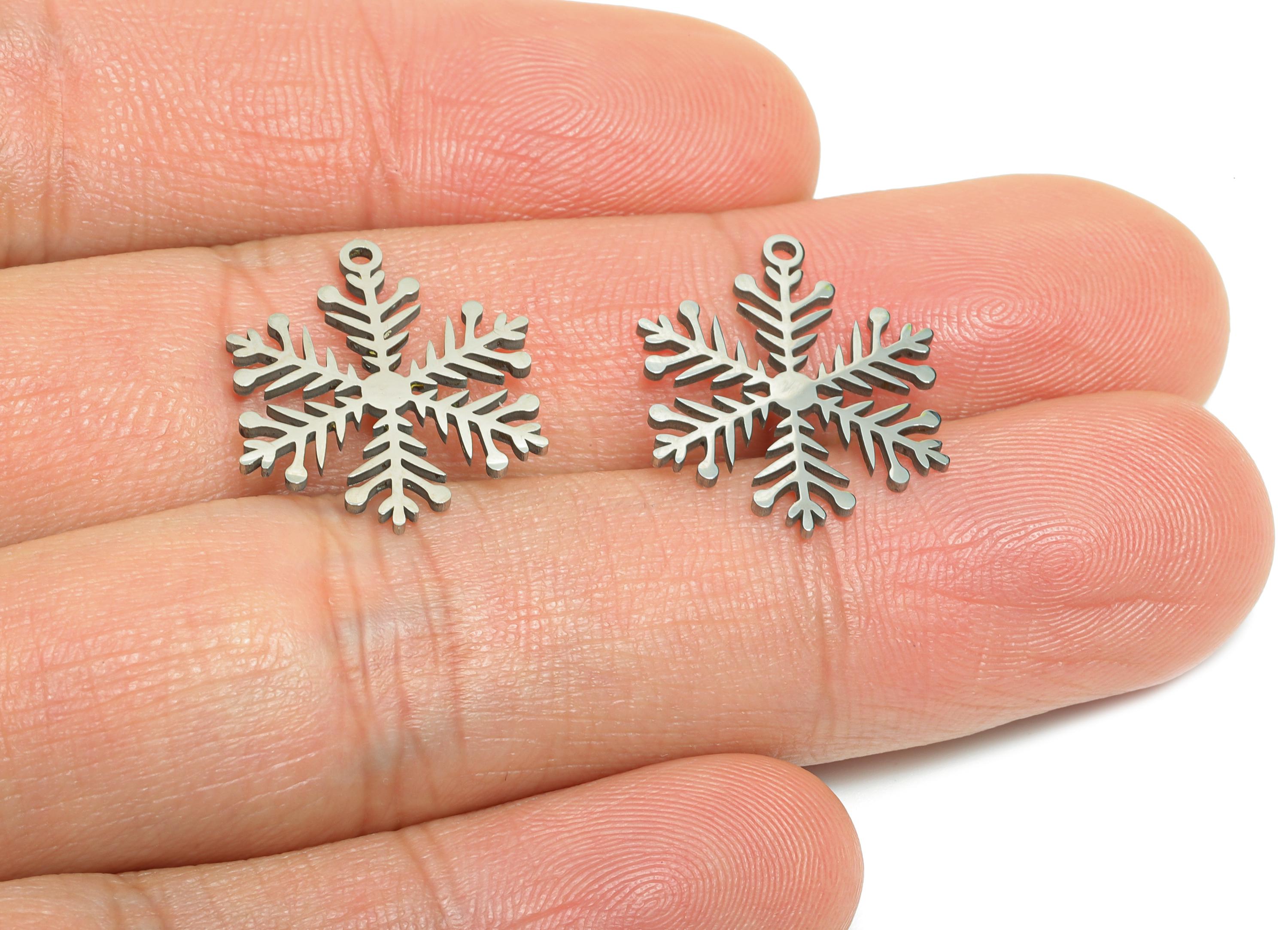 Steel Snowflake Charms - DIY Craft Snowflake Component - Winter Holiday Jewelry Charms - Steel Jewelry Finding - 19.8x16.22x0.98mm - SS2486 - DOMEDBAZAAR