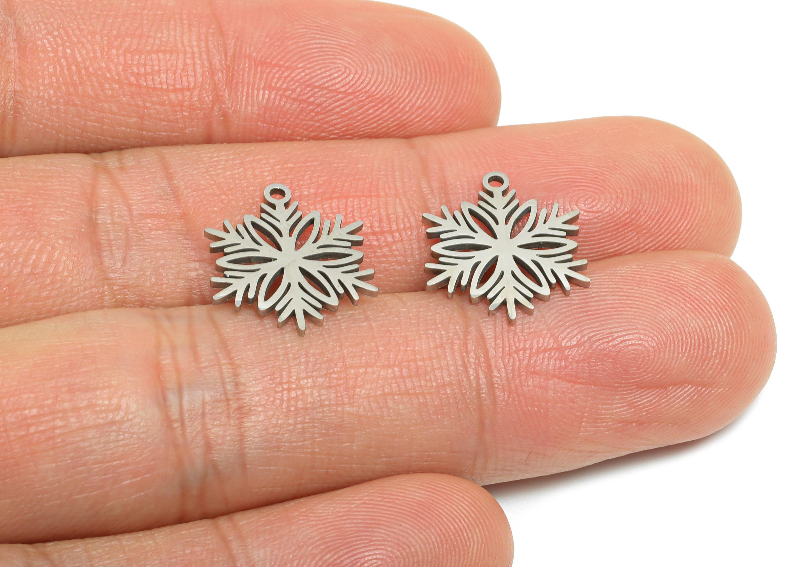 Steel Snowflake Charms - DIY Craft Snowflake Component - Winter Holiday Jewelry Charms - Steel Jewelry Finding - 15.8x13.57x0.98mm - SS2478 - DOMEDBAZAAR